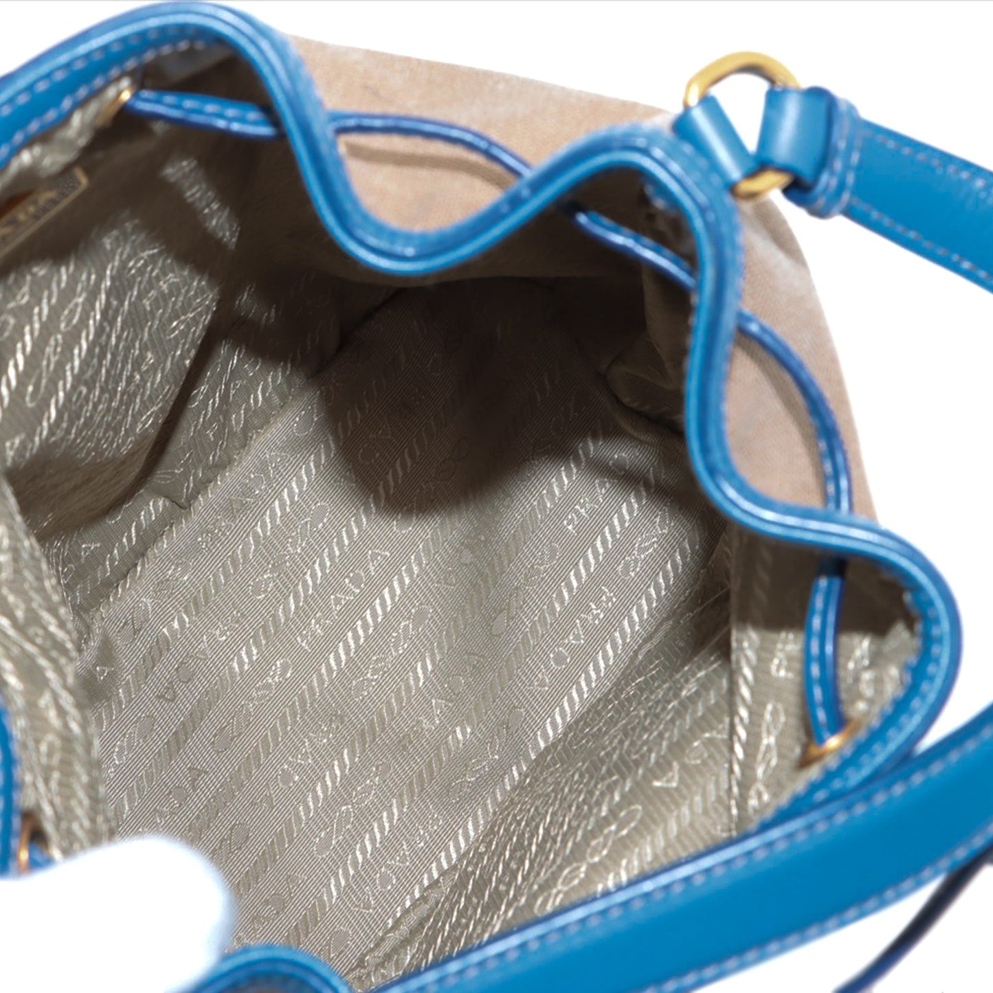 Prada Canvas Canapa Logo Bow Drawstring Bucket