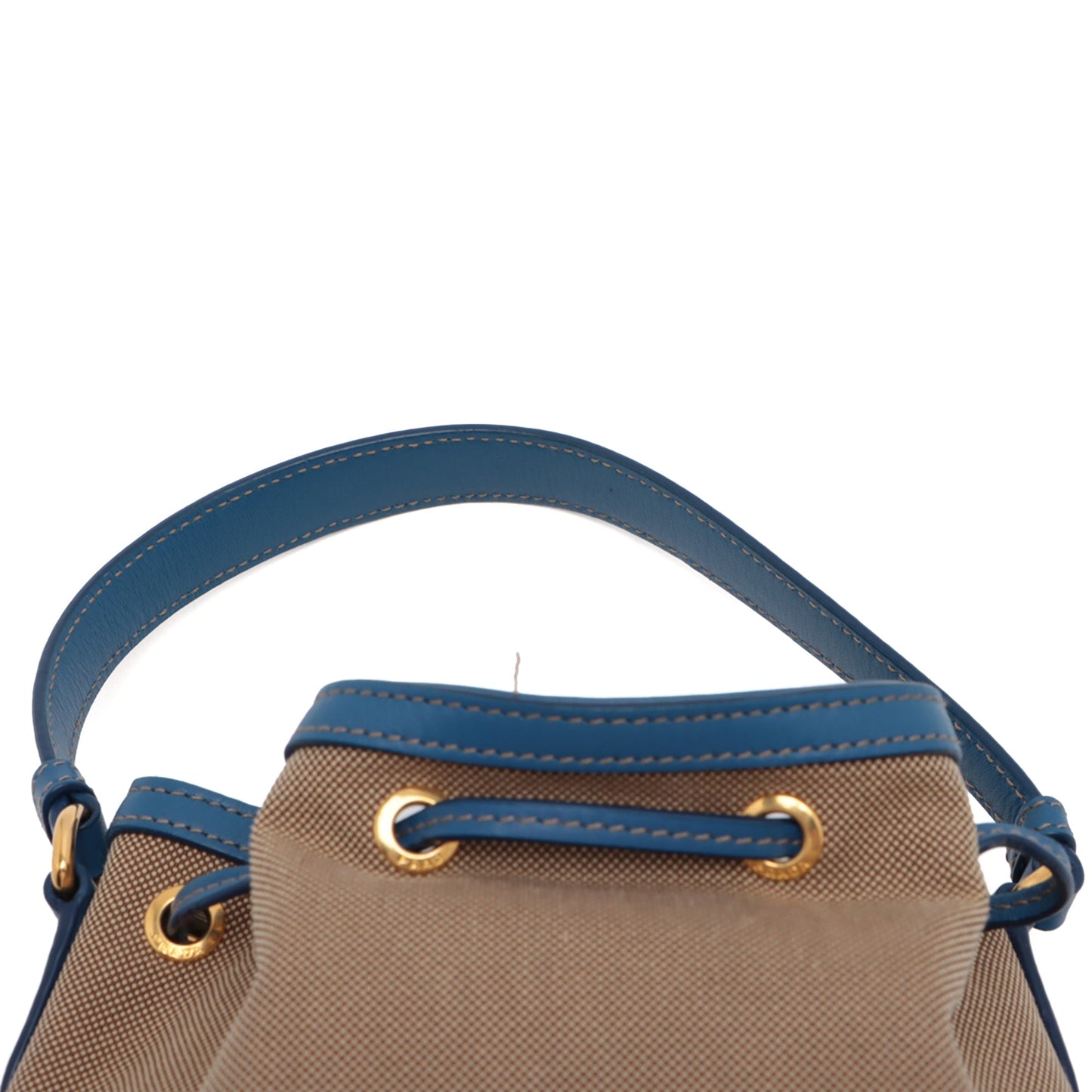 Prada Canvas Canapa Logo Bow Drawstring Bucket