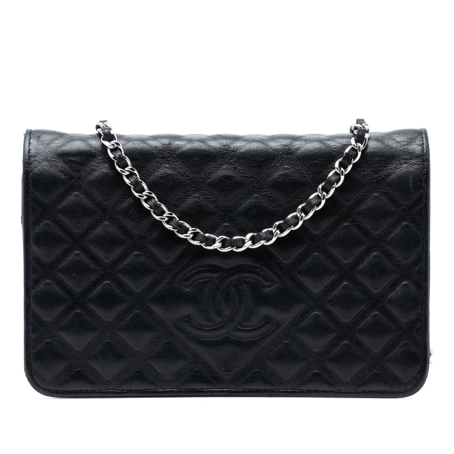 CC Embossed Lambskin Diamond Wallet On Chain