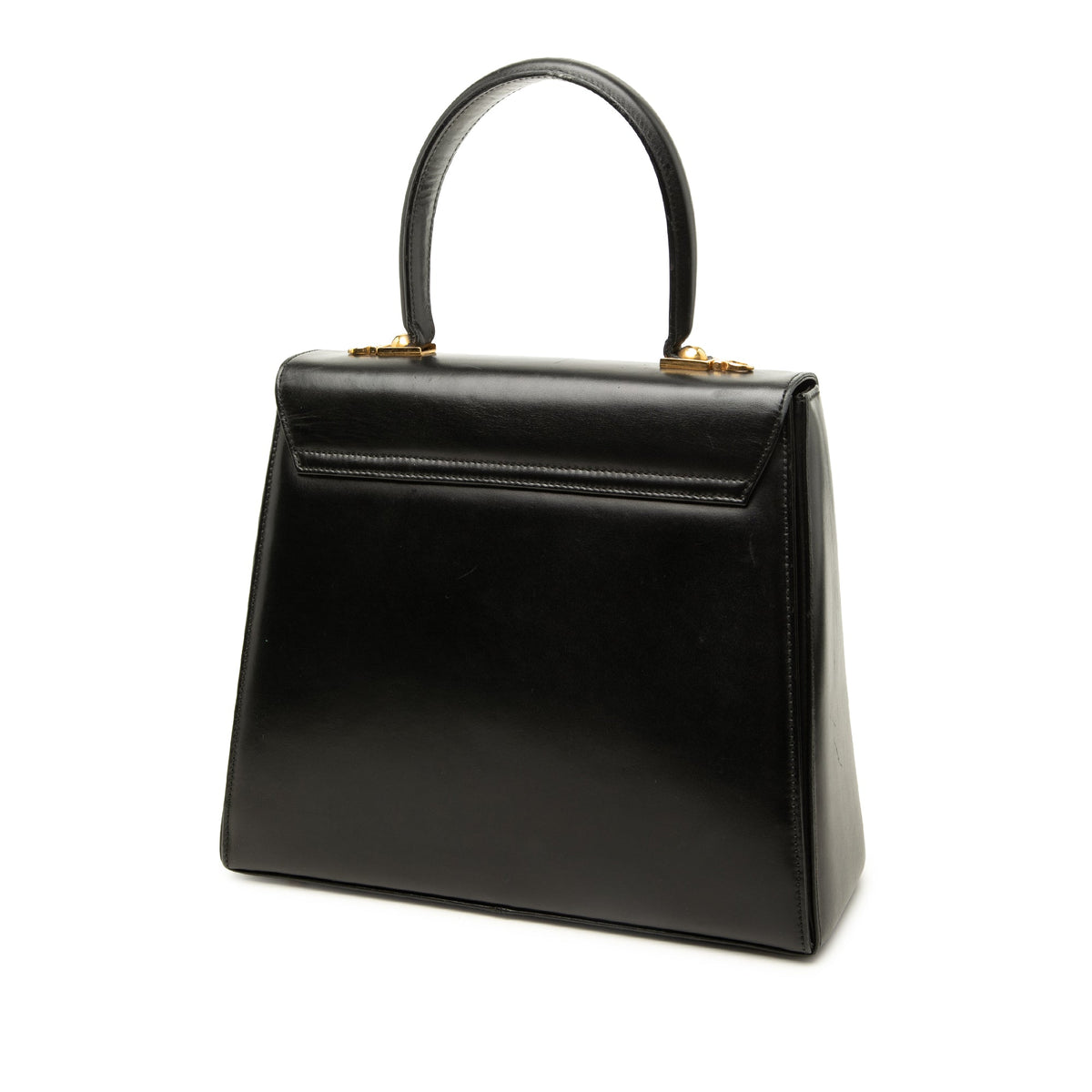 Ferragamo Smooth Calfskin Gancini Iconic Top Handle Bag — Black