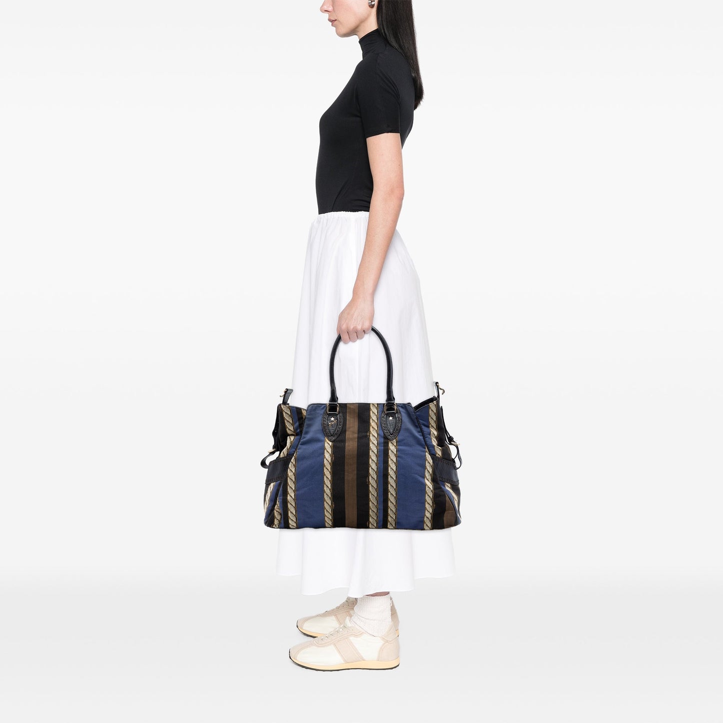 Fendi Large Pequin Canvas Etniko Du Jour Handbag