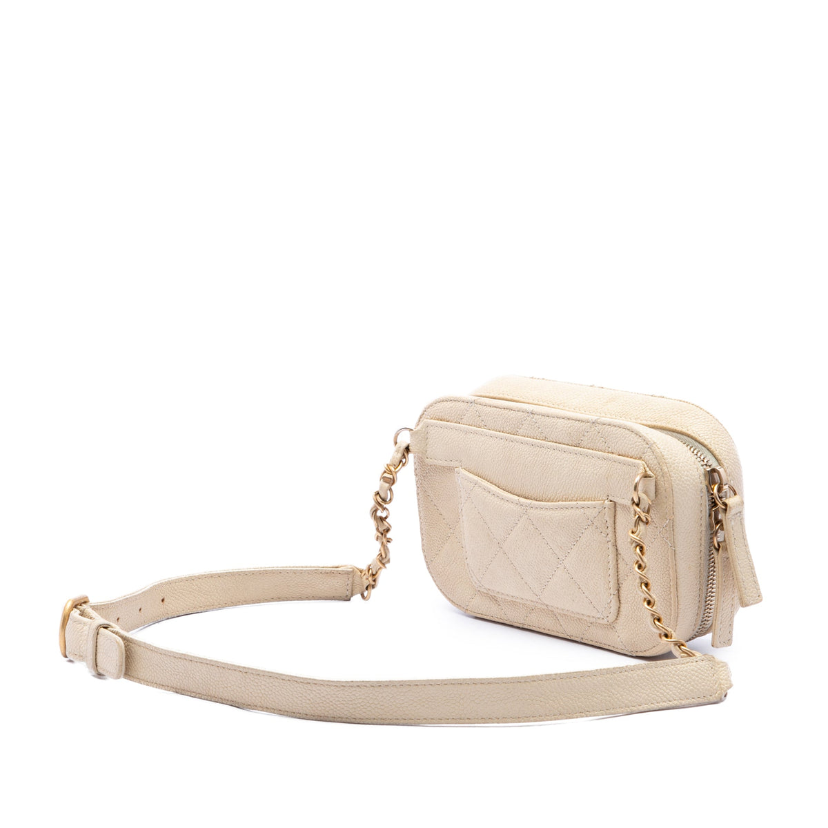 Chanel CC Quilted Caviar Belt Bag — Brown