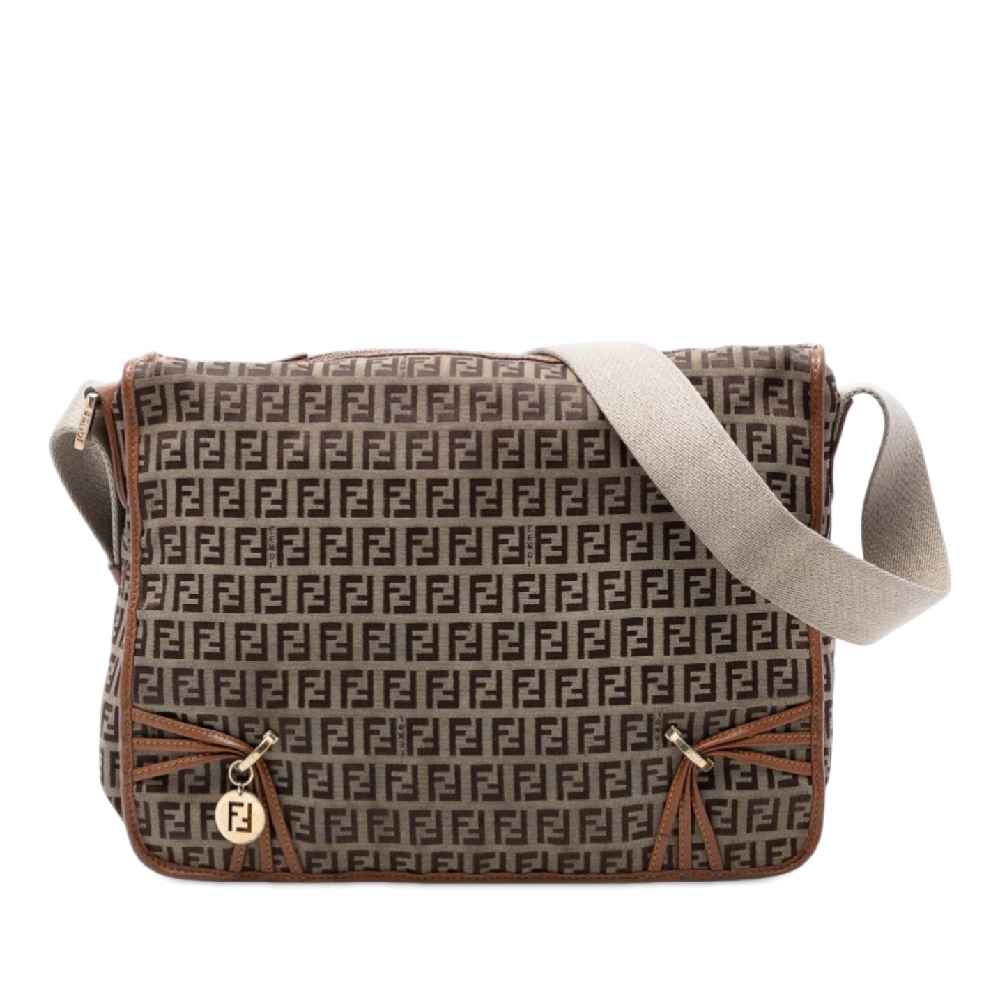 Fendi Zucchino Canvas F Charm Crossbody