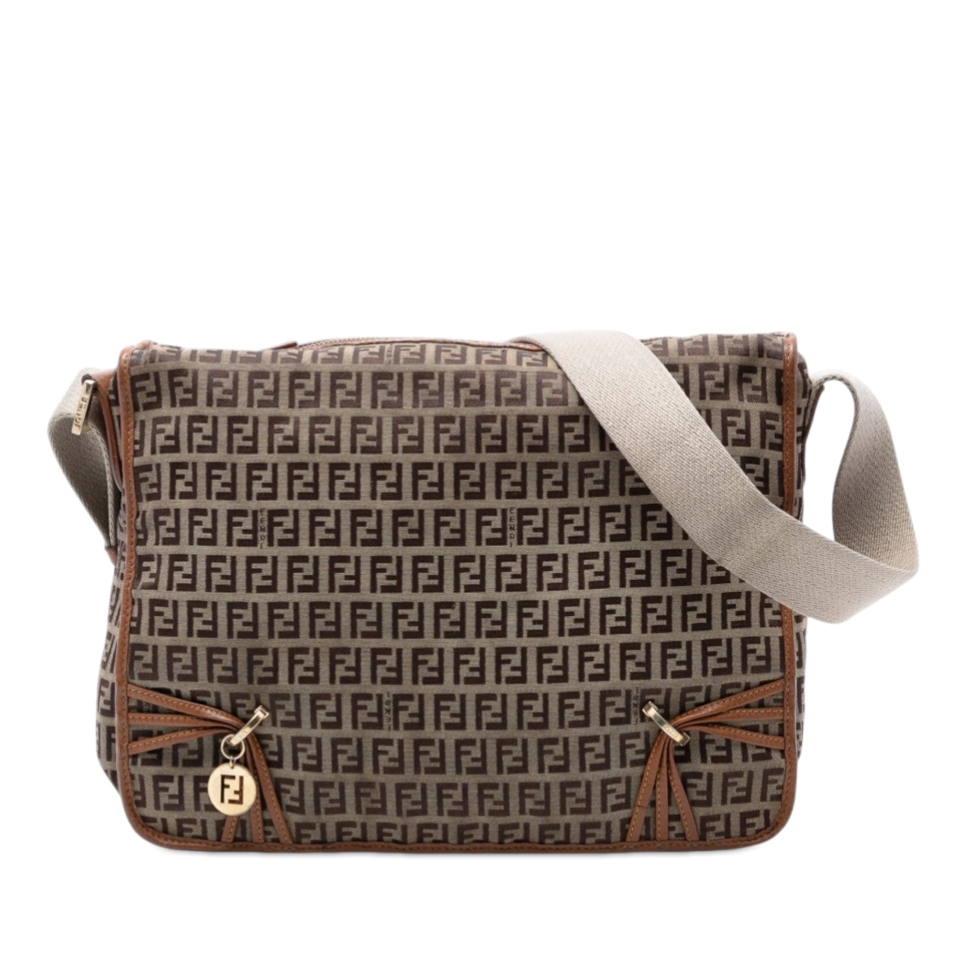 Fendi Zucchino Canvas F Charm Crossbody
