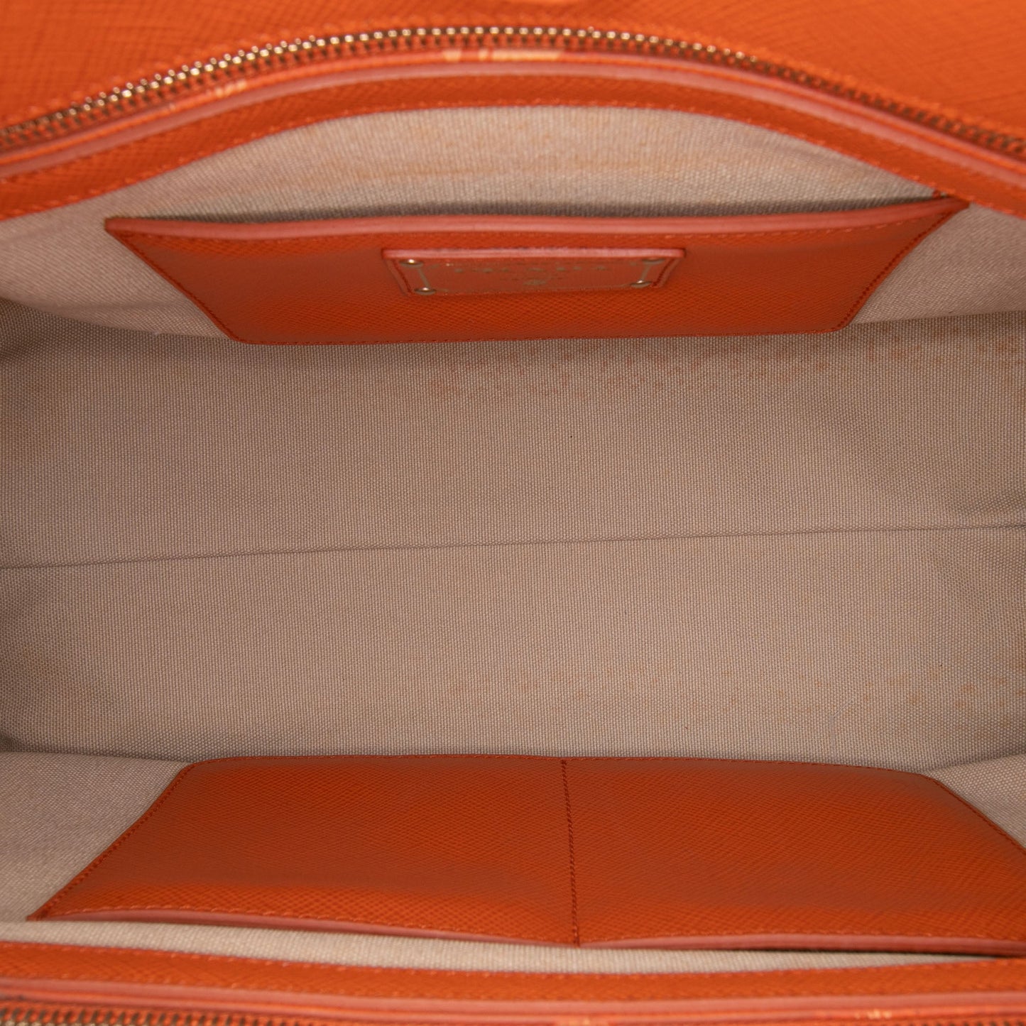 Prada Bicolor Saffiano Cuir Trimmed Canvas Satchel