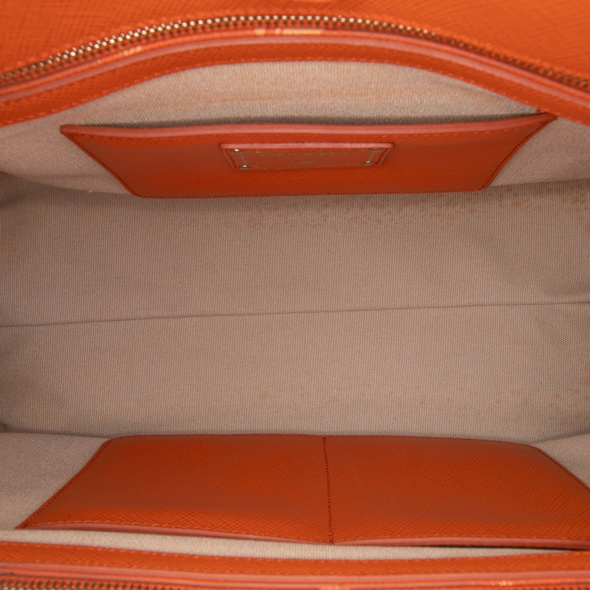 Prada Bicolor Saffiano Cuir Trimmed Canvas Satchel
