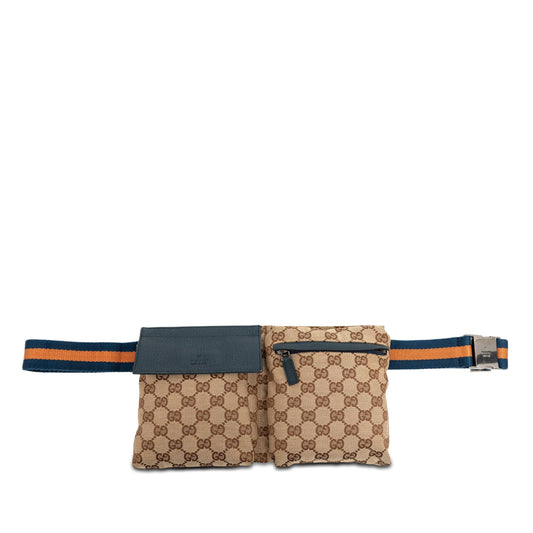 Gucci GG Canvas Web Double Pocket Belt Bag