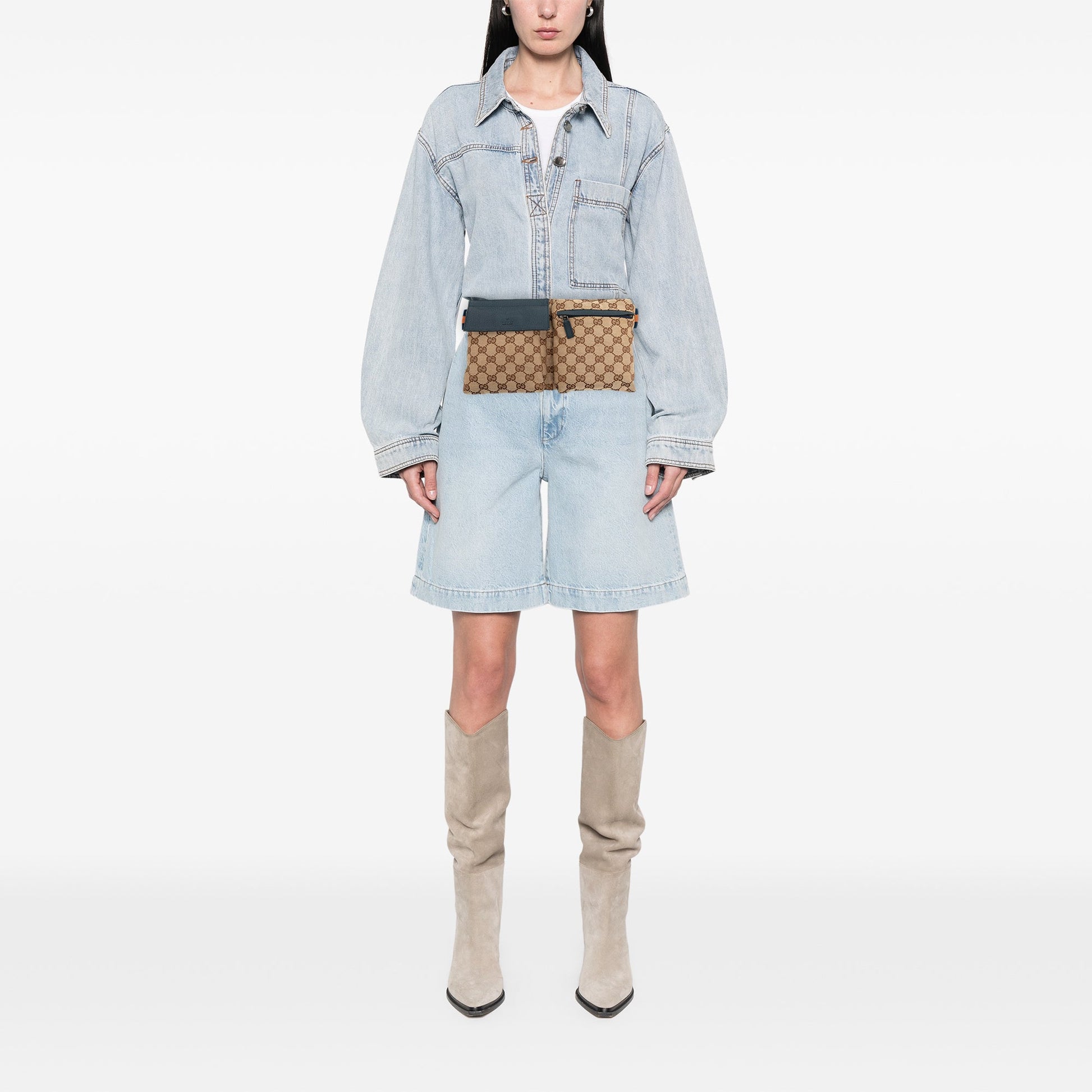 Gucci GG Canvas Web Double Pocket Belt Bag