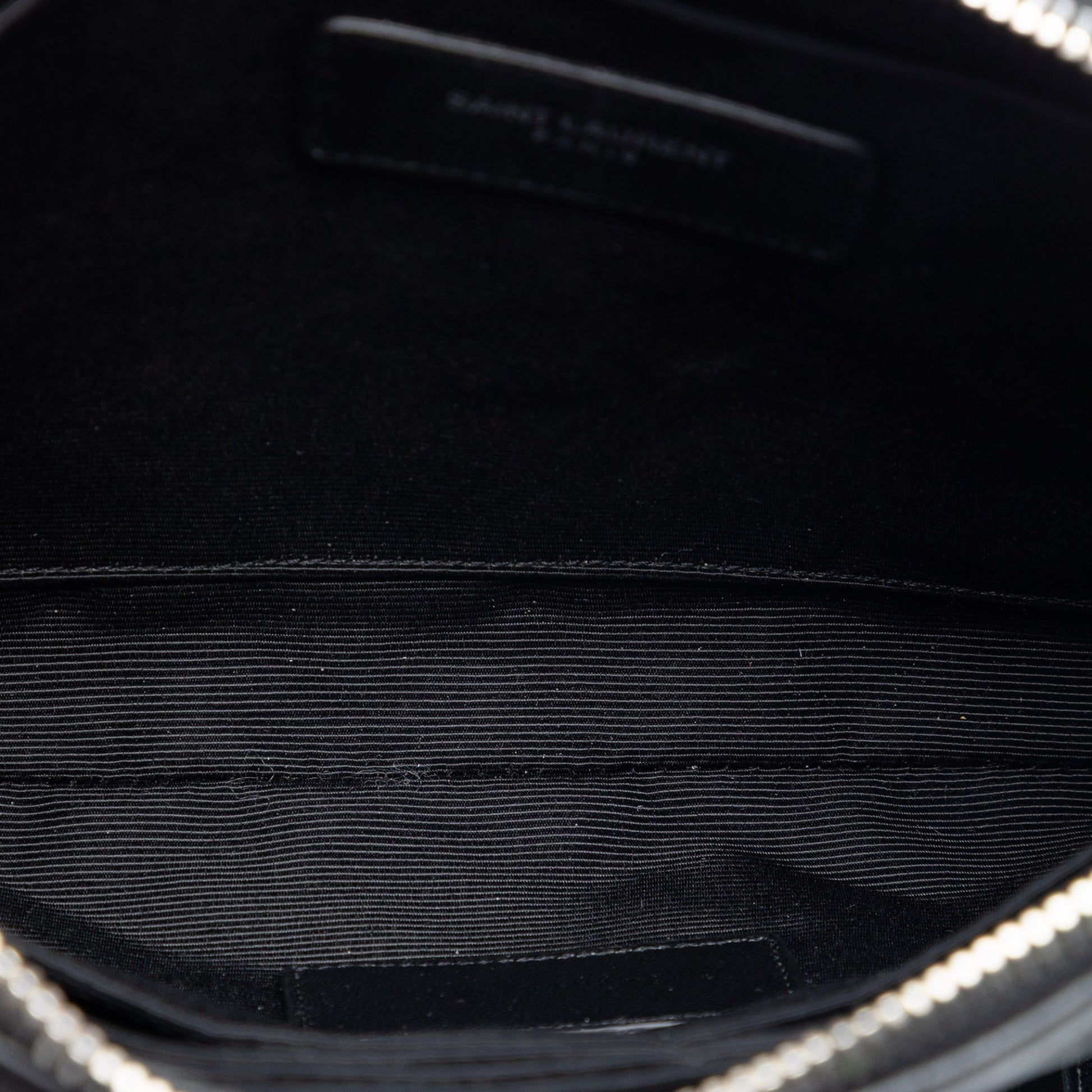 Saint Laurent Croc Embossed Calfskin Monogram Fringe Clutch