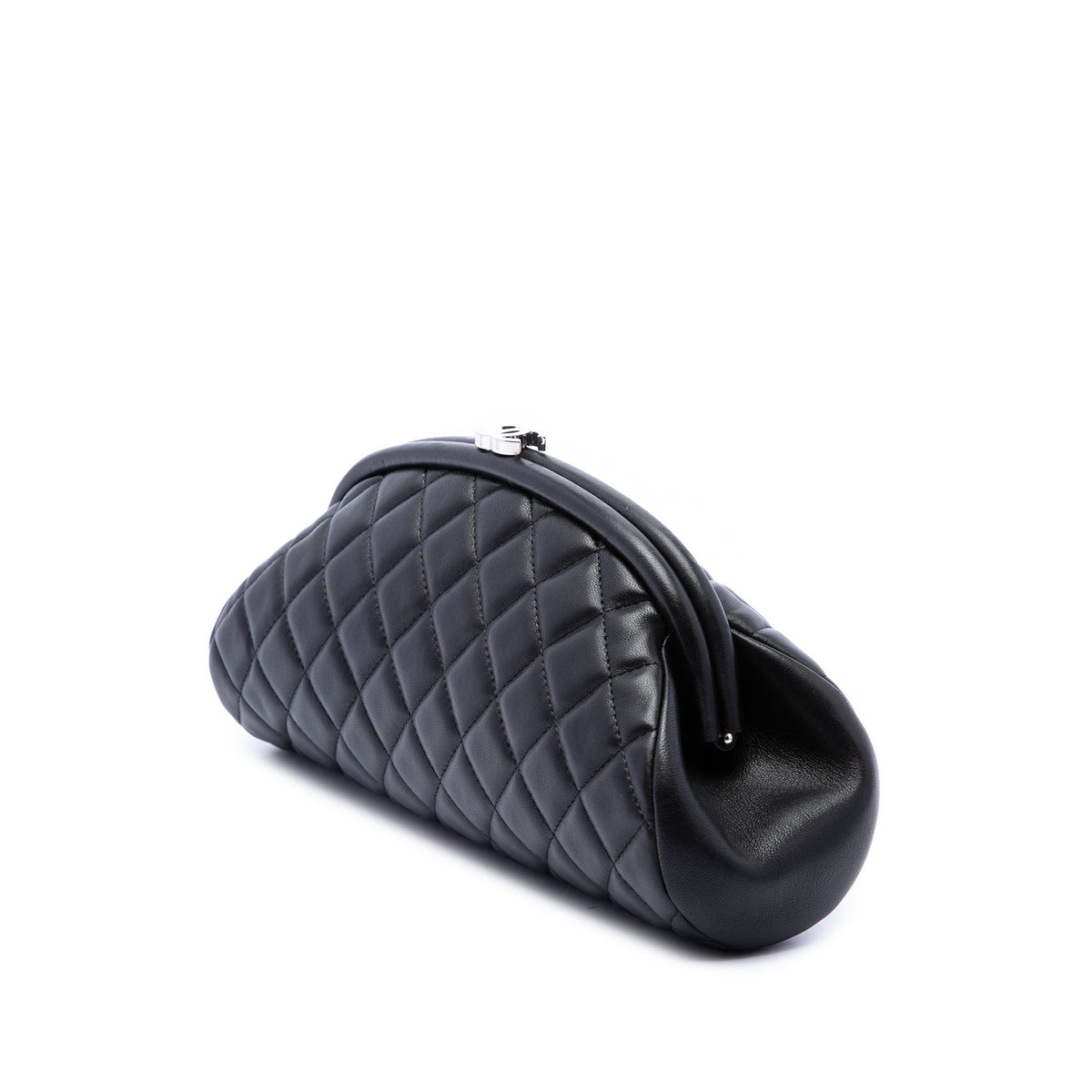 Chanel Quilted Lambskin Frame Clutch — Black