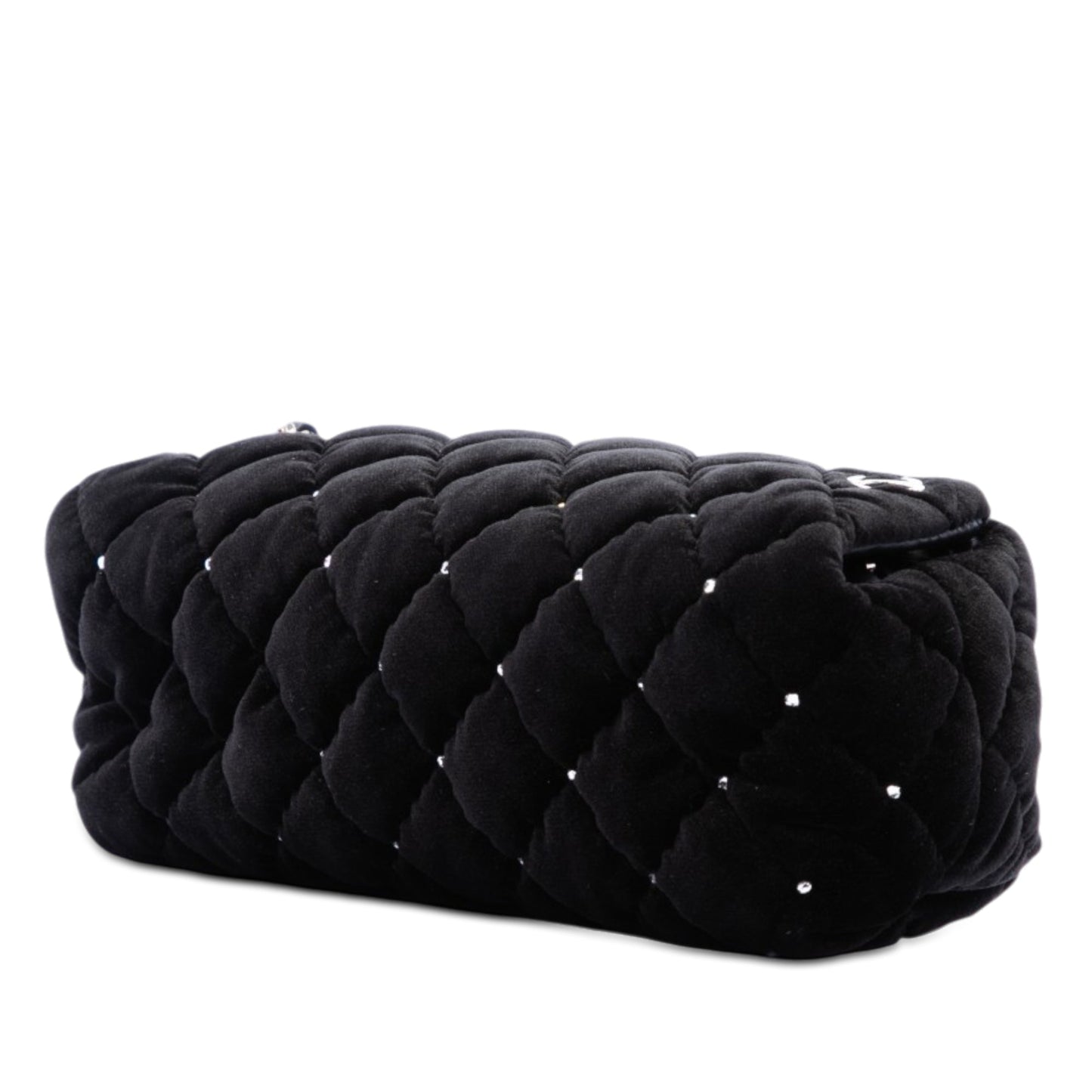 Chanel CC Quilted Velvet Crystal Wristlet Clutch