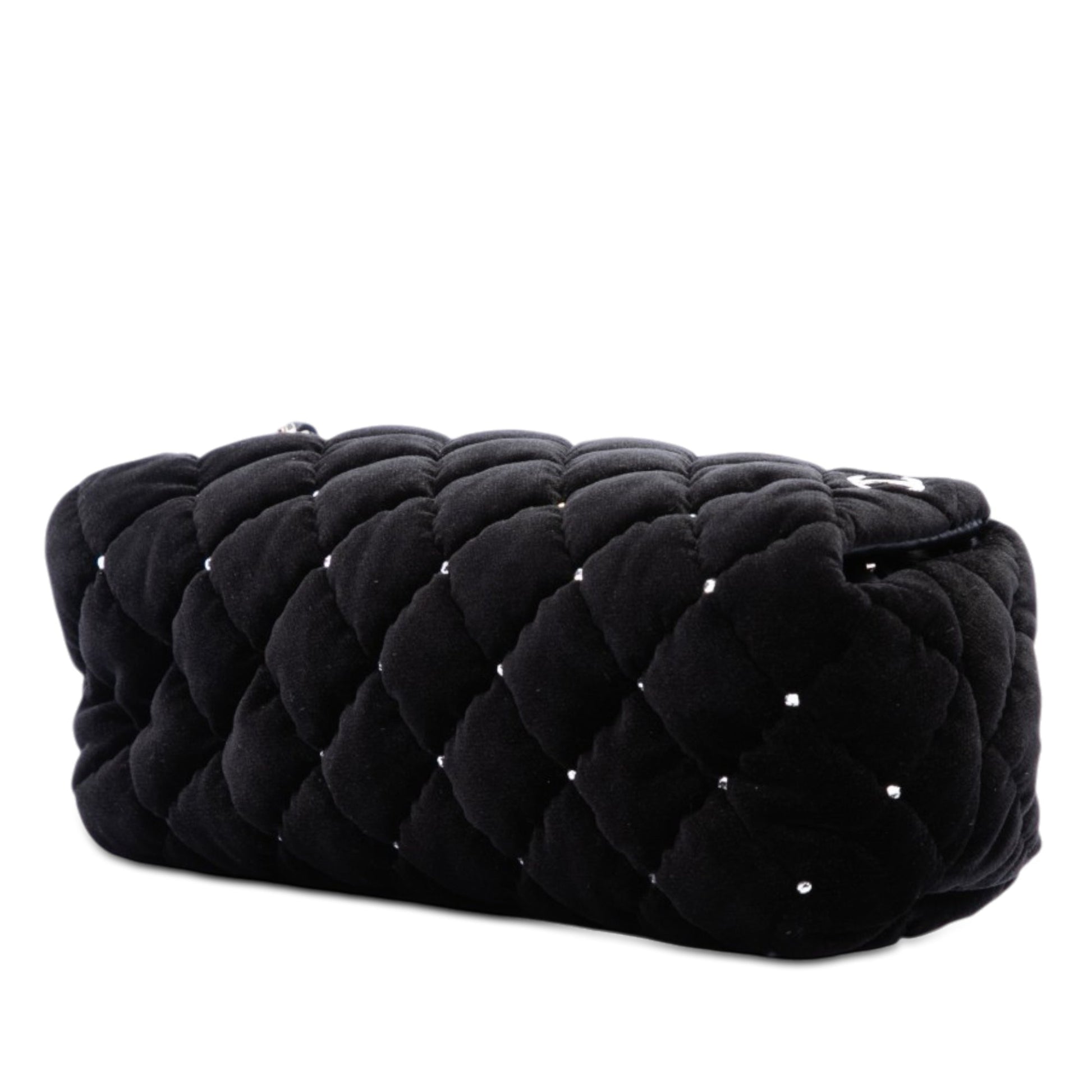 Chanel CC Quilted Velvet Crystal Wristlet Clutch