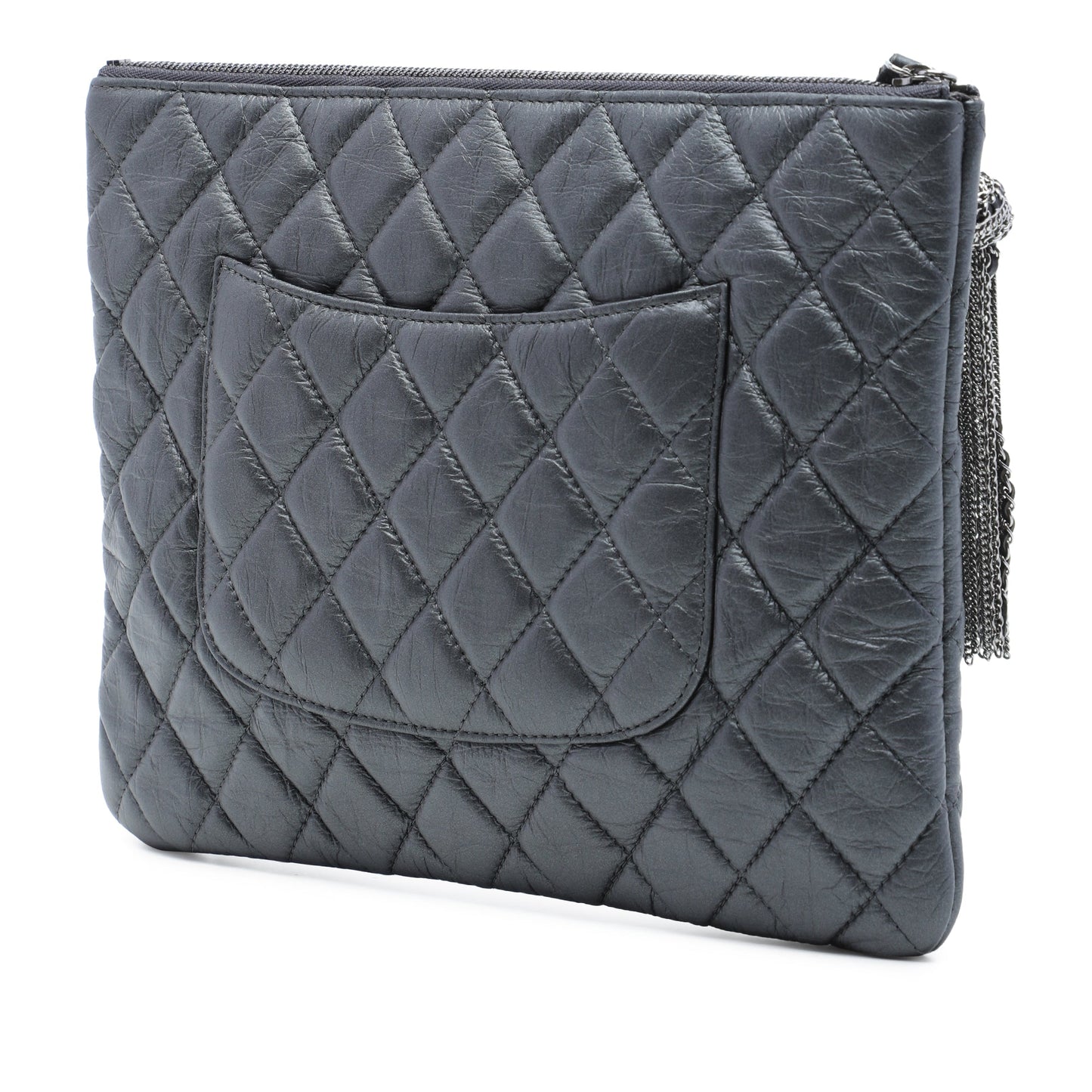 Chanel Medium Quilted Aged Calfskin Chain Tassel O Case Clutch
