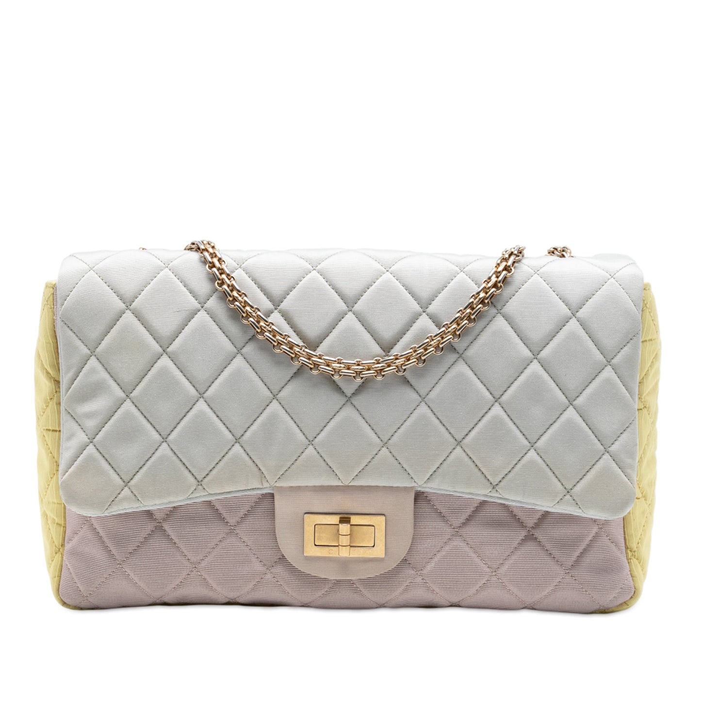 Chanel Tricolor Quilted Grosgrain Satin Reissue 2.55 Single Flap 227