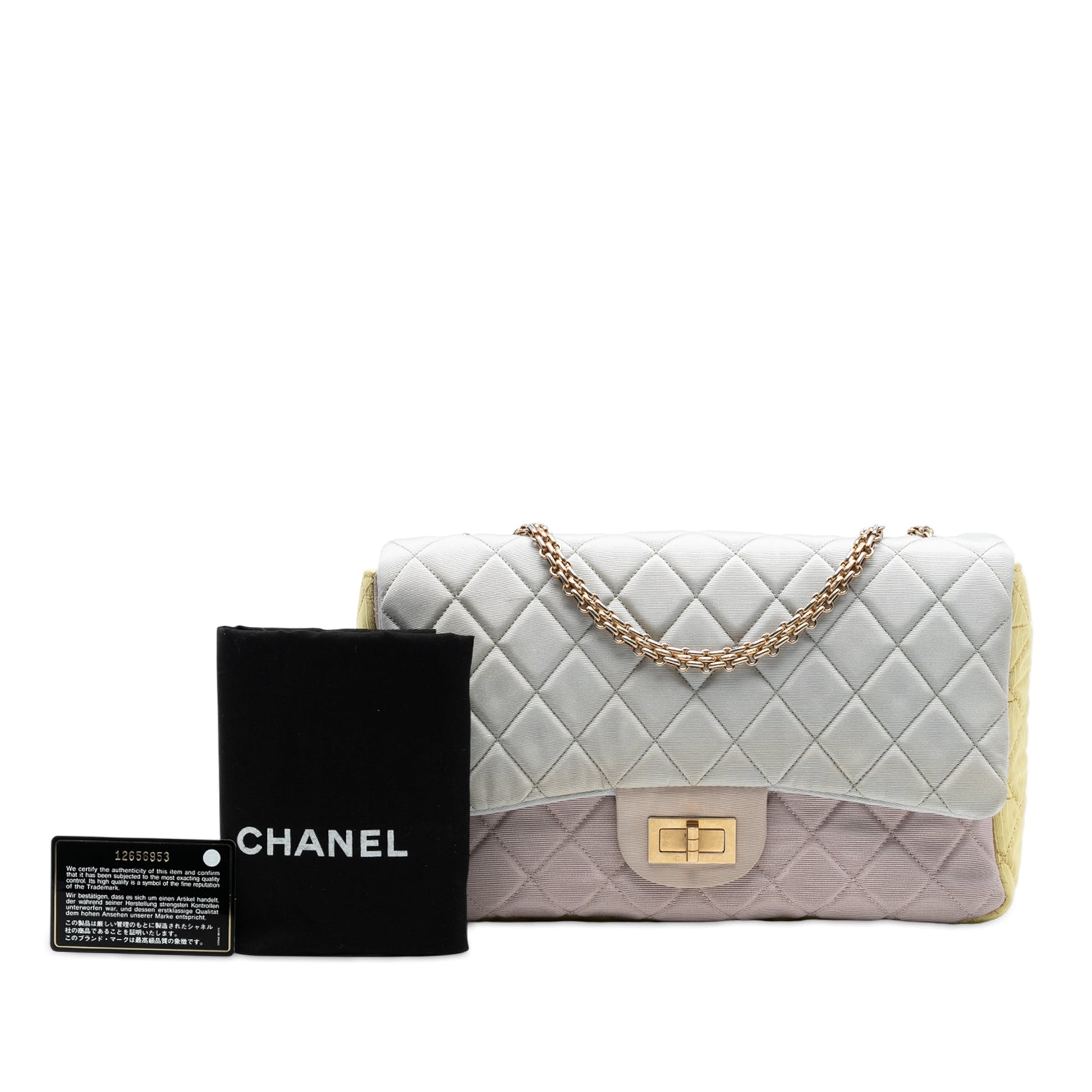 Chanel Tricolor Quilted Grosgrain Satin Reissue 2.55 Single Flap 227
