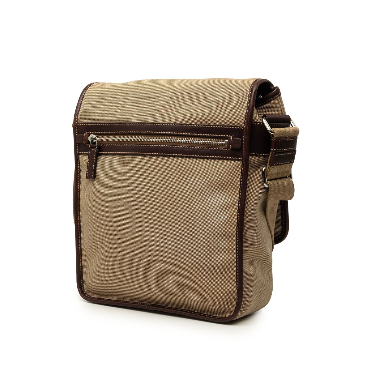 Prada Leather Trimmed Canvas Canapa Logo Buckle Messenger Bag