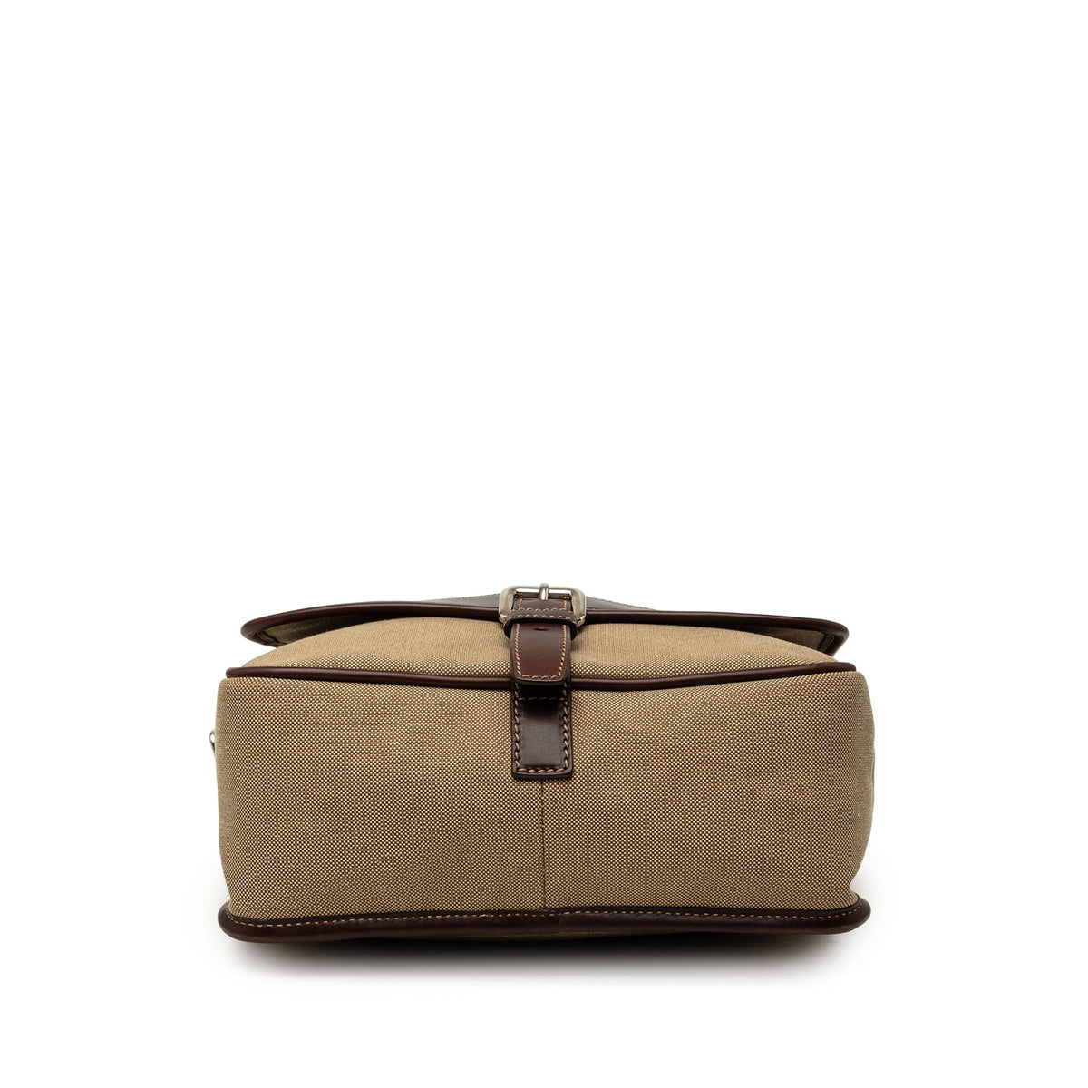 Prada Leather Trimmed Canvas Canapa Logo Buckle Messenger Bag