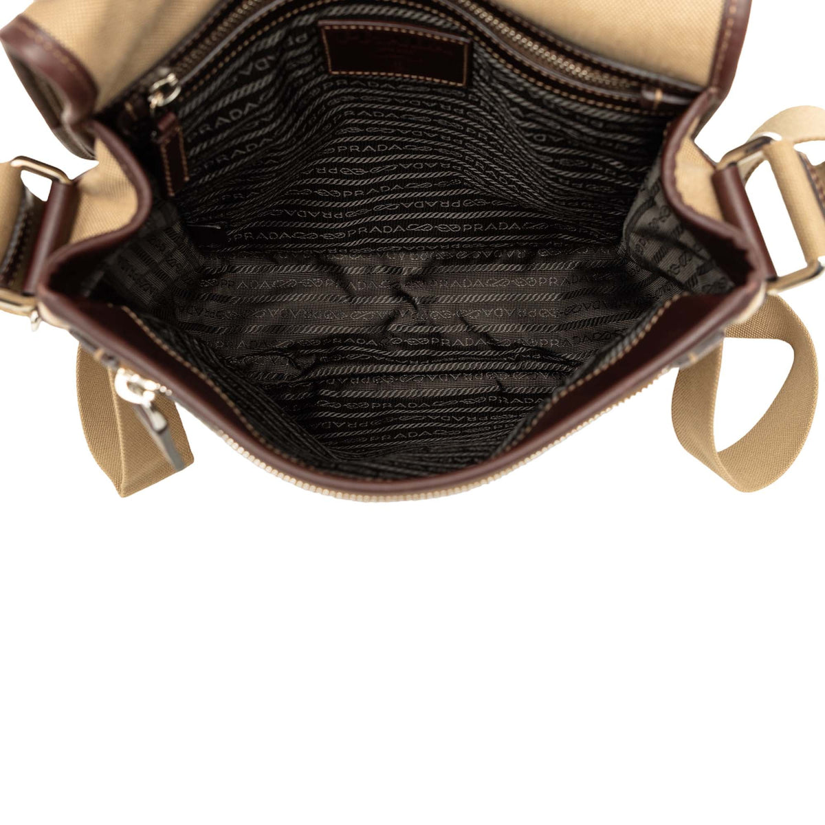 Prada Leather Trimmed Canvas Canapa Logo Buckle Messenger Bag