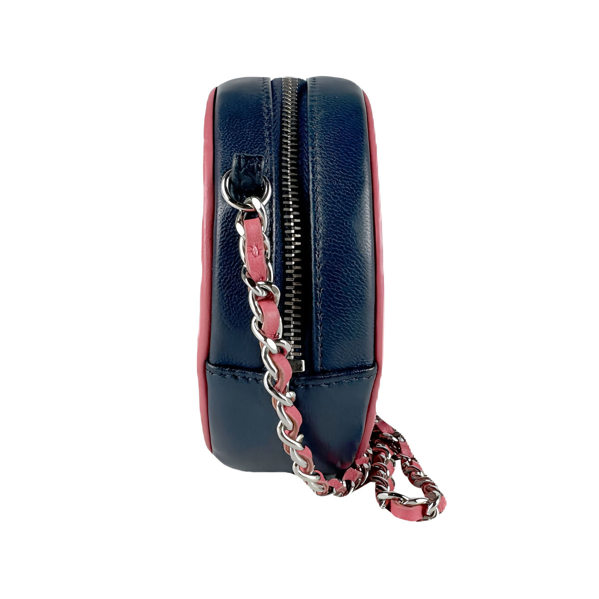 Chanel Quilted Lambskin Color Pop Round Clutch with Chain — Blue