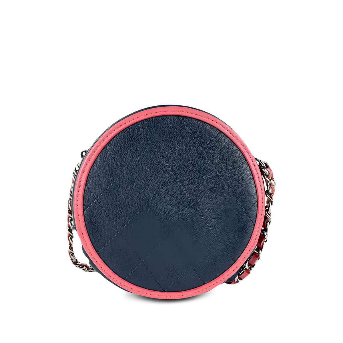 Chanel Quilted Lambskin Color Pop Round Clutch with Chain — Blue