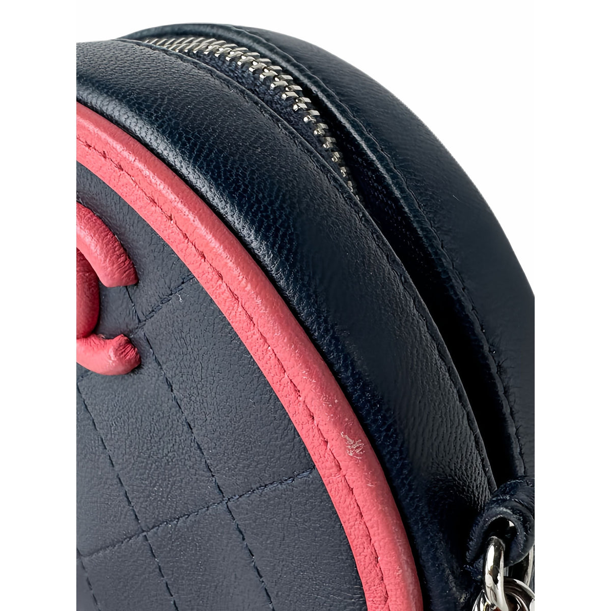 Chanel Quilted Lambskin Color Pop Round Clutch with Chain — Blue