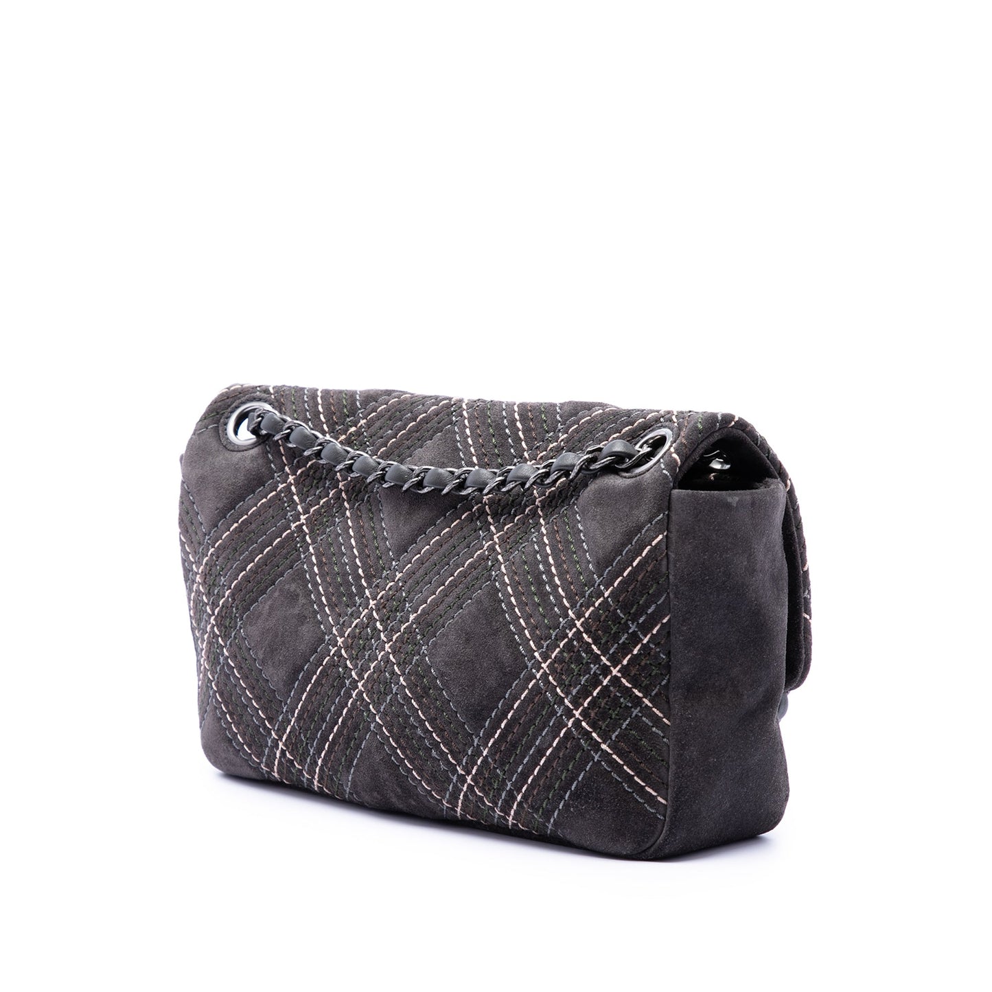 Chanel Paris Edinburgh Medium Stitched Suede Saltire Single Flap
