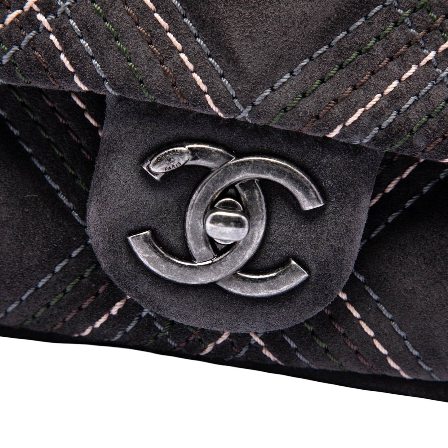 Chanel Paris Edinburgh Medium Stitched Suede Saltire Single Flap