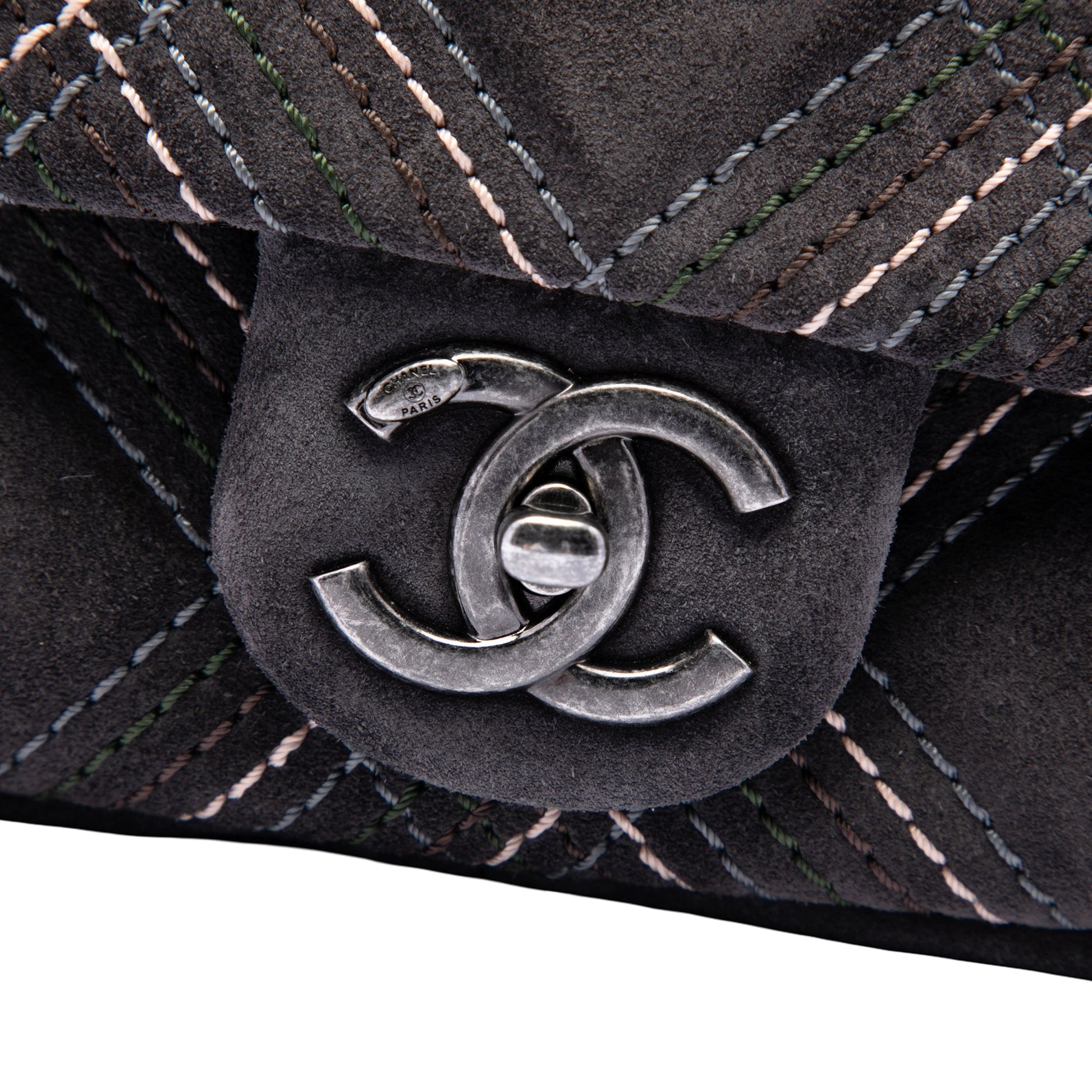 Chanel Paris Edinburgh Medium Stitched Suede Saltire Single Flap