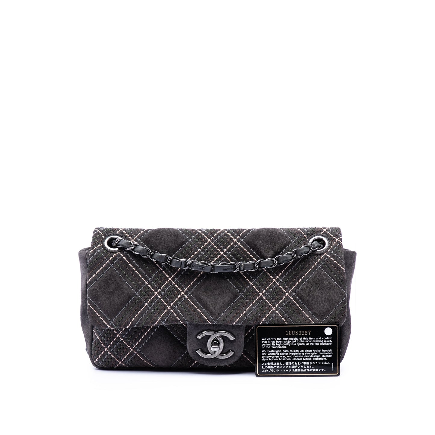 Chanel Paris Edinburgh Medium Stitched Suede Saltire Single Flap