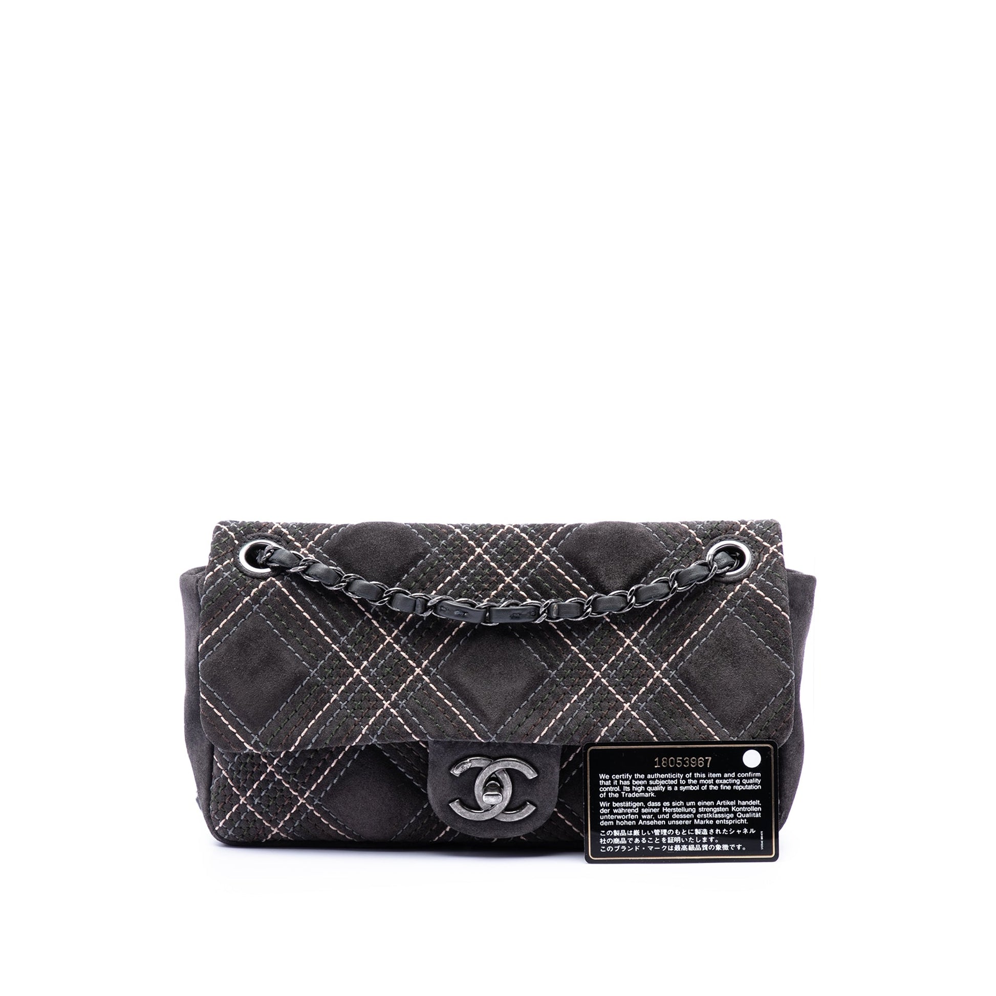 Chanel Paris Edinburgh Medium Stitched Suede Saltire Single Flap