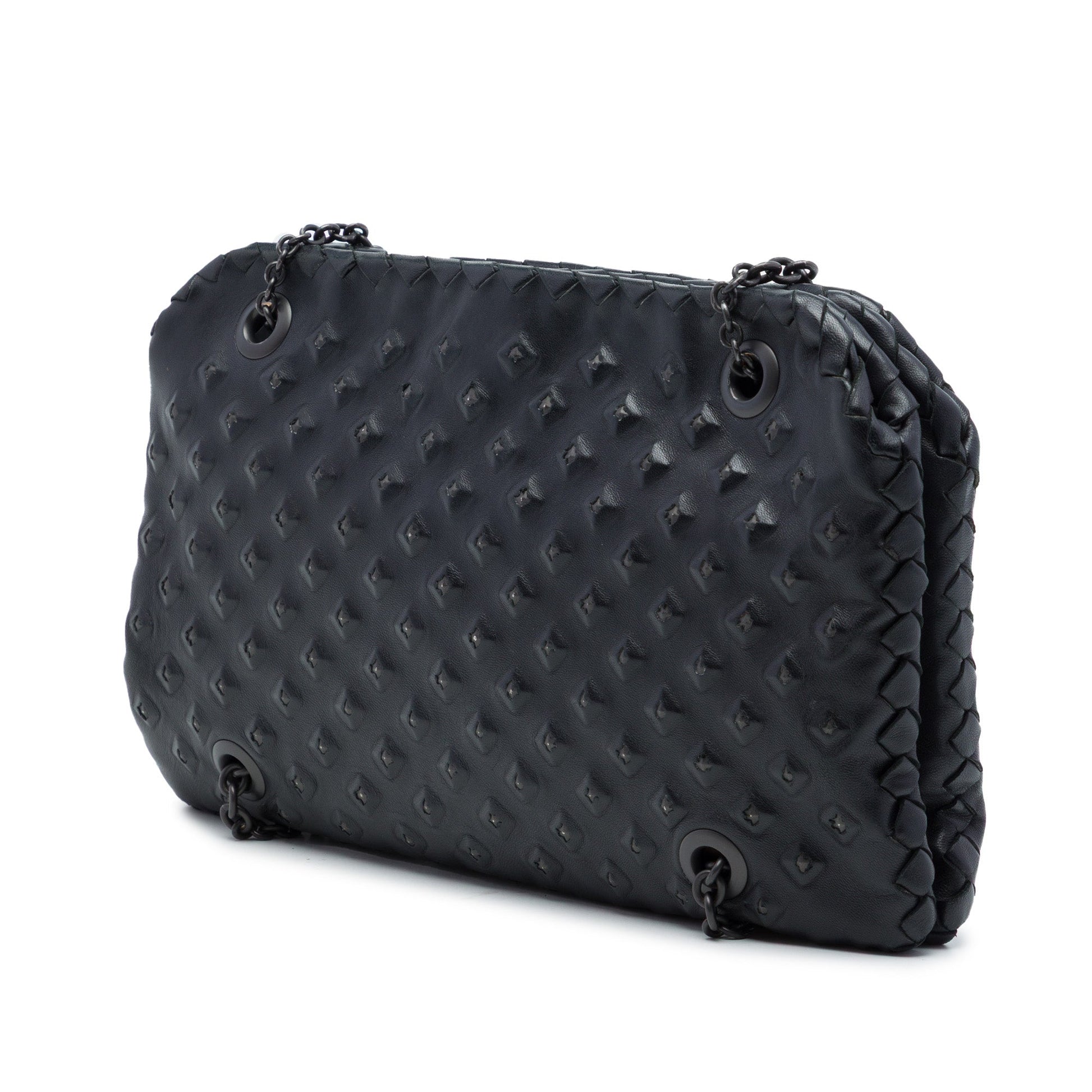 Bottega Veneta Intrecciato Trimmed Nappa Studded Duo Shoulder Bag