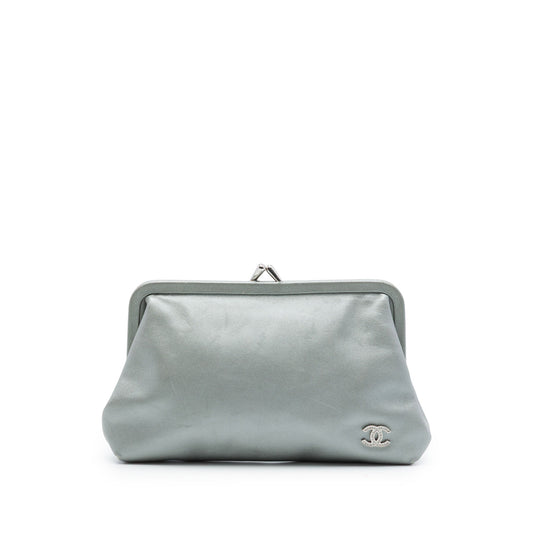 Chanel Metallic Calfskin Kiss Lock Clutch