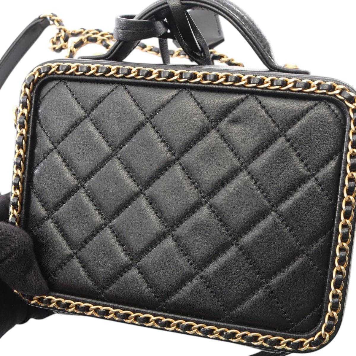 Chanel Small Lambskin CC Filigree Vanity Case — Black