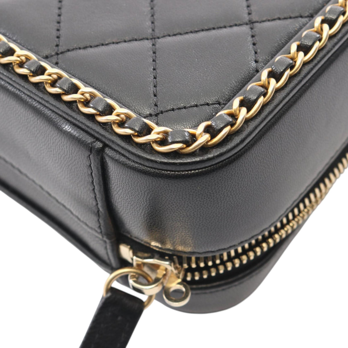 Chanel Small Lambskin CC Filigree Vanity Case — Black