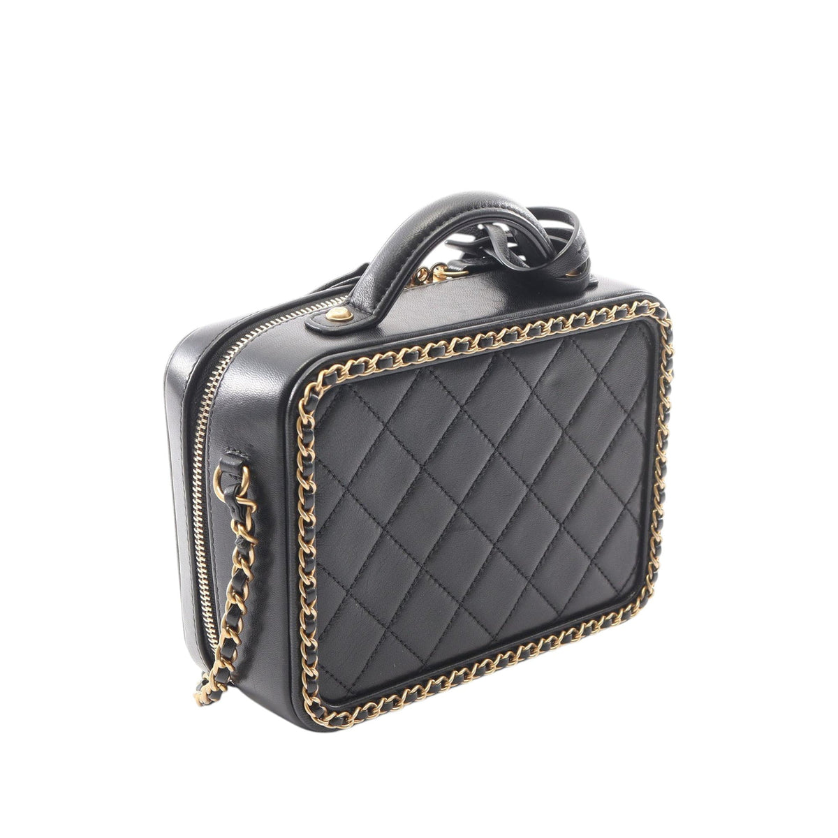 Chanel Small Lambskin CC Filigree Vanity Case — Black