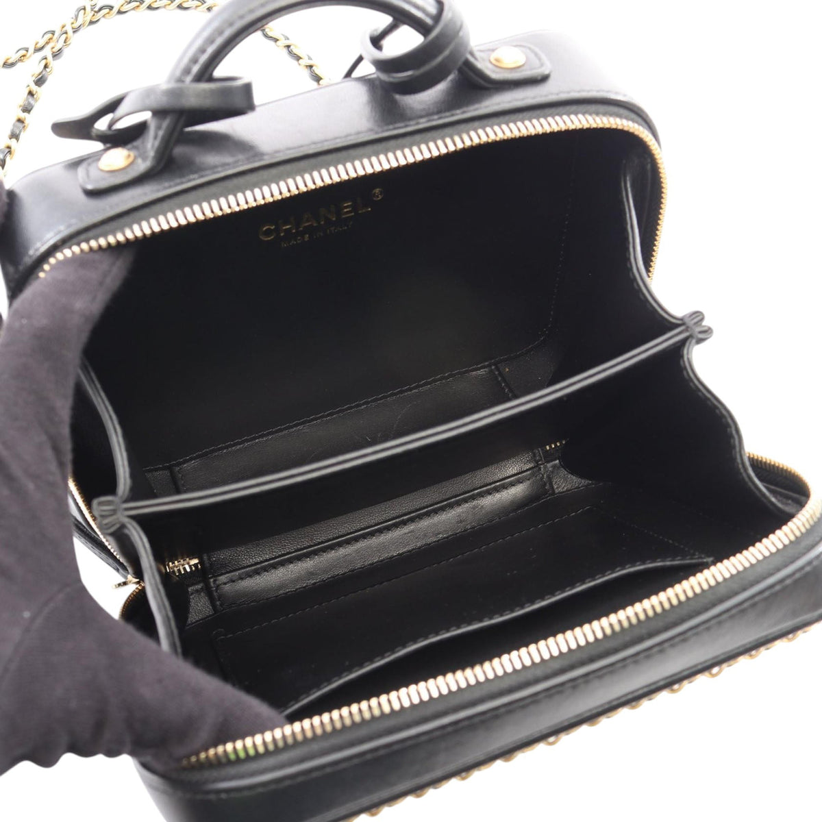 Chanel Small Lambskin CC Filigree Vanity Case — Black