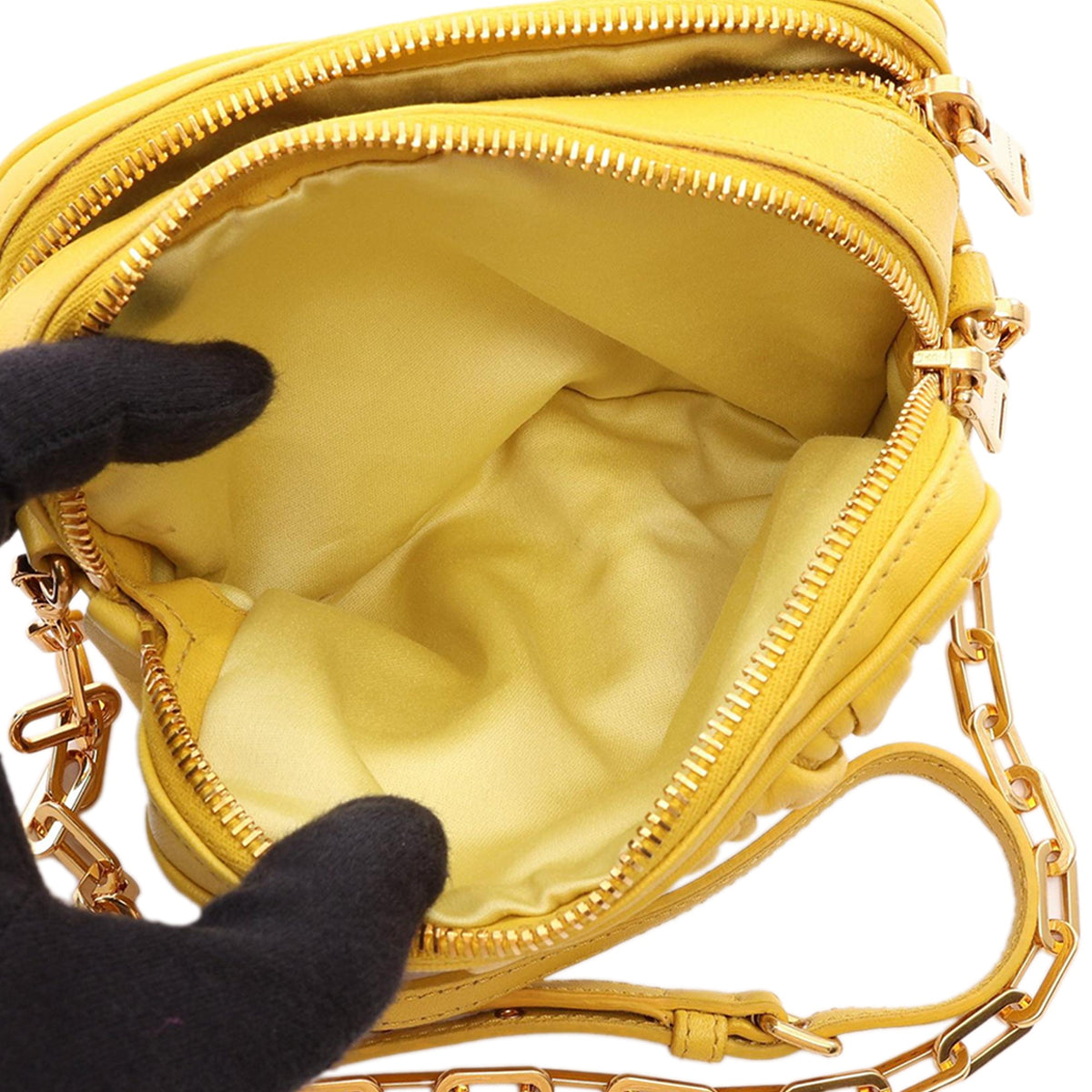 Miu Miu Mini Matelasse Double Zip Crossbody — Yellow