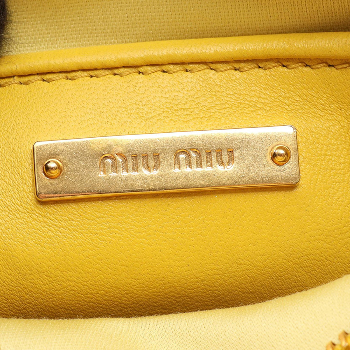 Miu Miu Mini Matelasse Double Zip Crossbody — Yellow