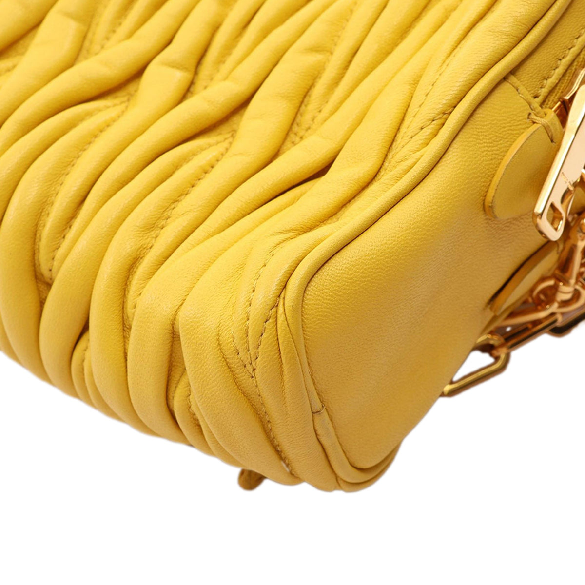 Miu Miu Mini Matelasse Double Zip Crossbody — Yellow