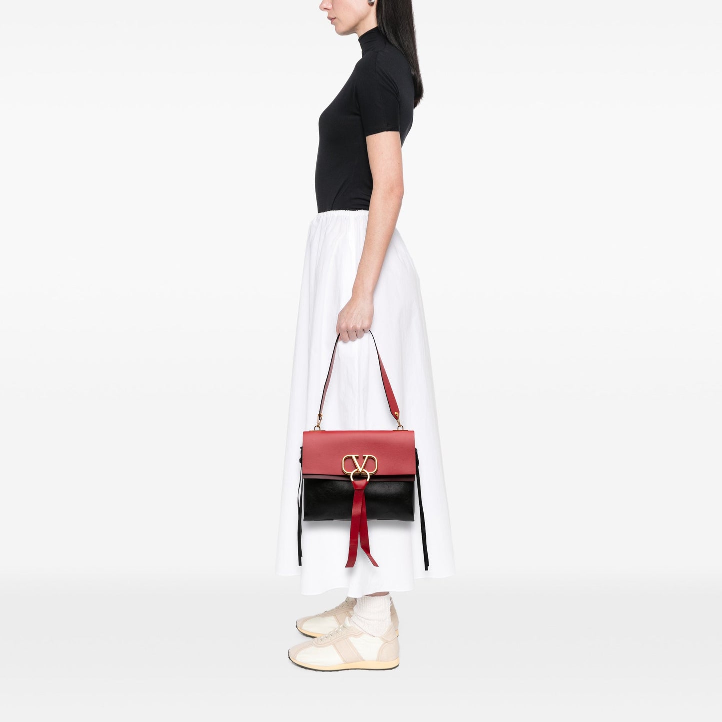 Medium Colorblock Calfskin Vring Shoulder Bag