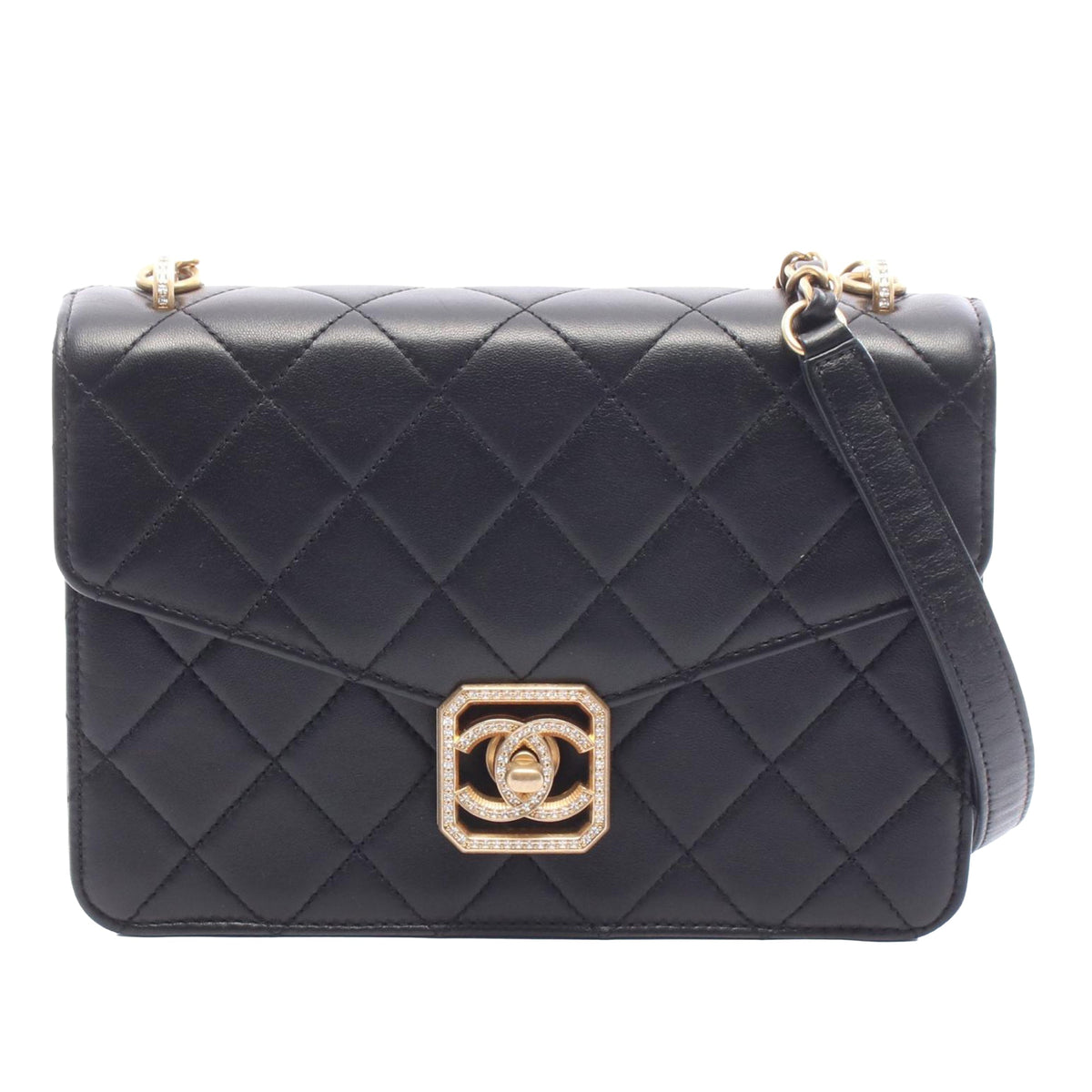 Chanel Quilted Lambskin Crystal Geometric CC Frame Flap