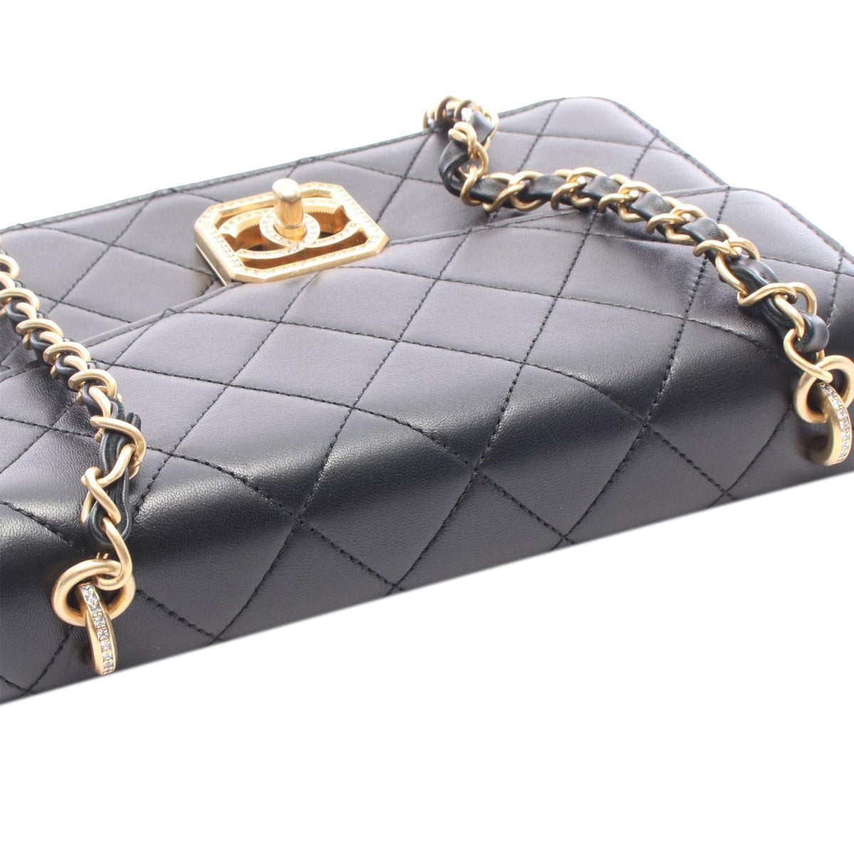 Chanel Quilted Lambskin Crystal Geometric CC Frame Flap