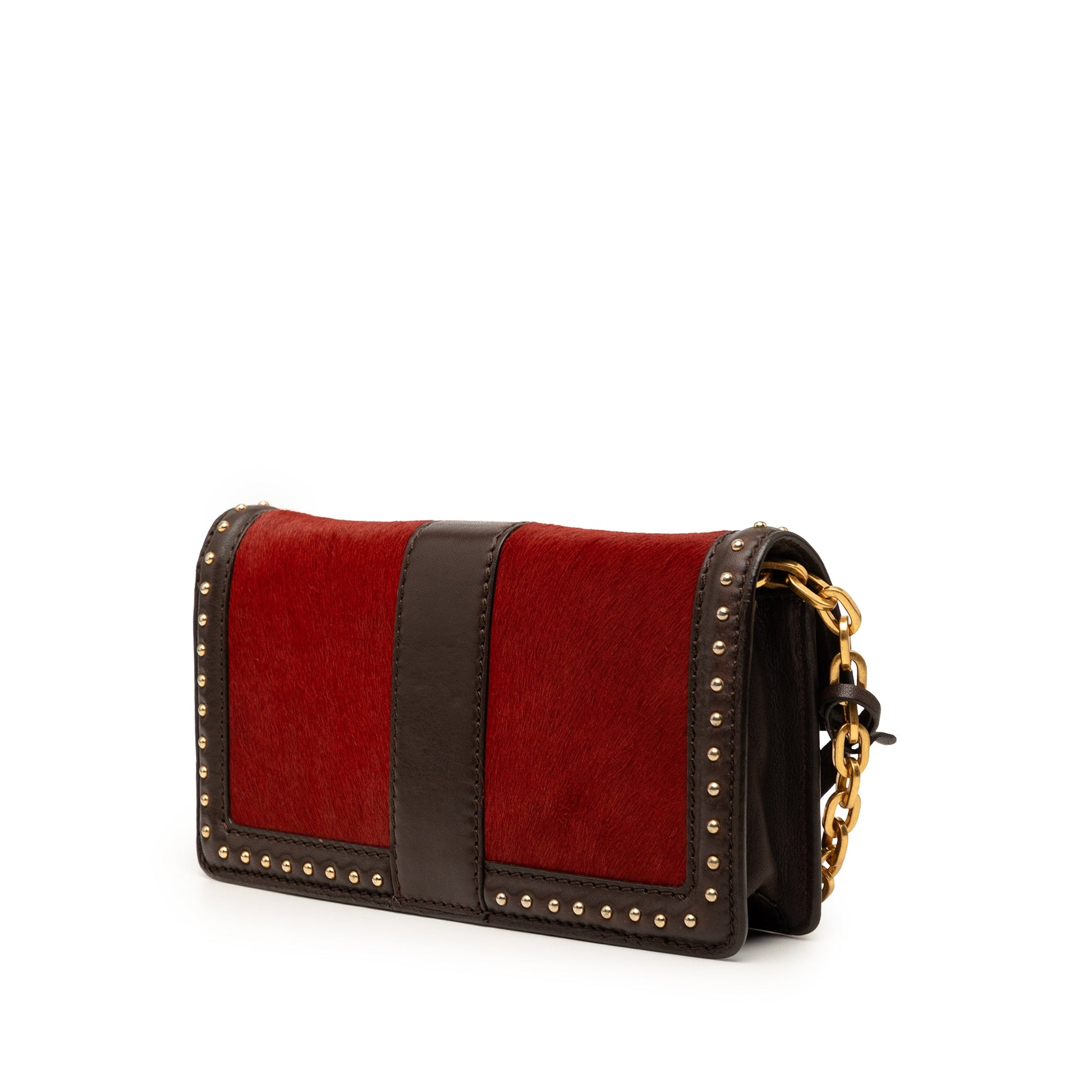 MCM Studded Leather and Ponyhair Shoulder Bag