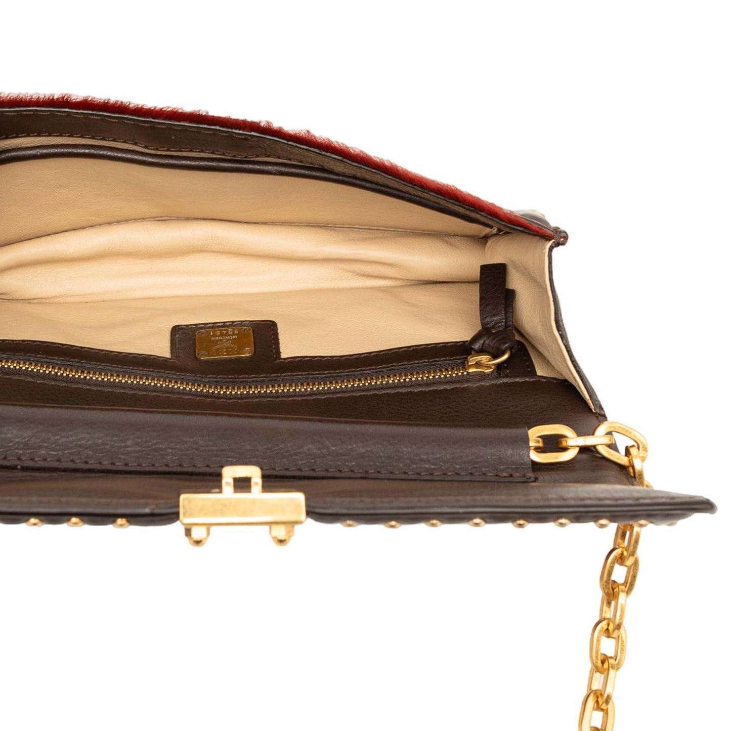 MCM Studded Leather and Ponyhair Shoulder Bag