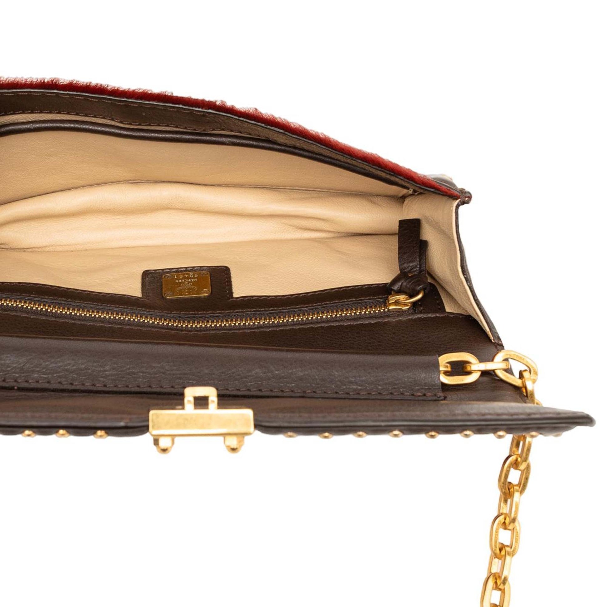 MCM Studded Leather and Ponyhair Shoulder Bag