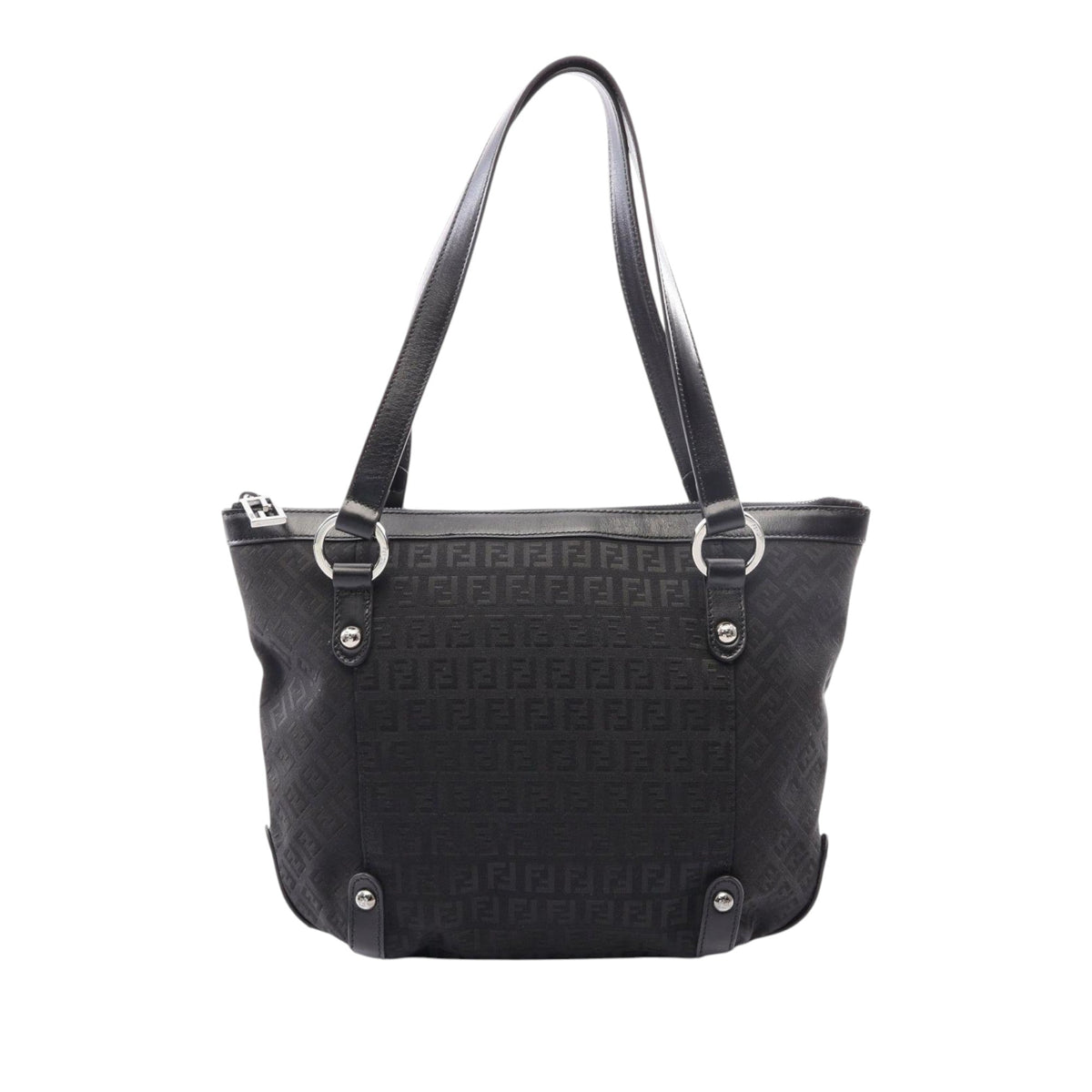 Fendi Zucchino Canvas Shoulder Bag — Black