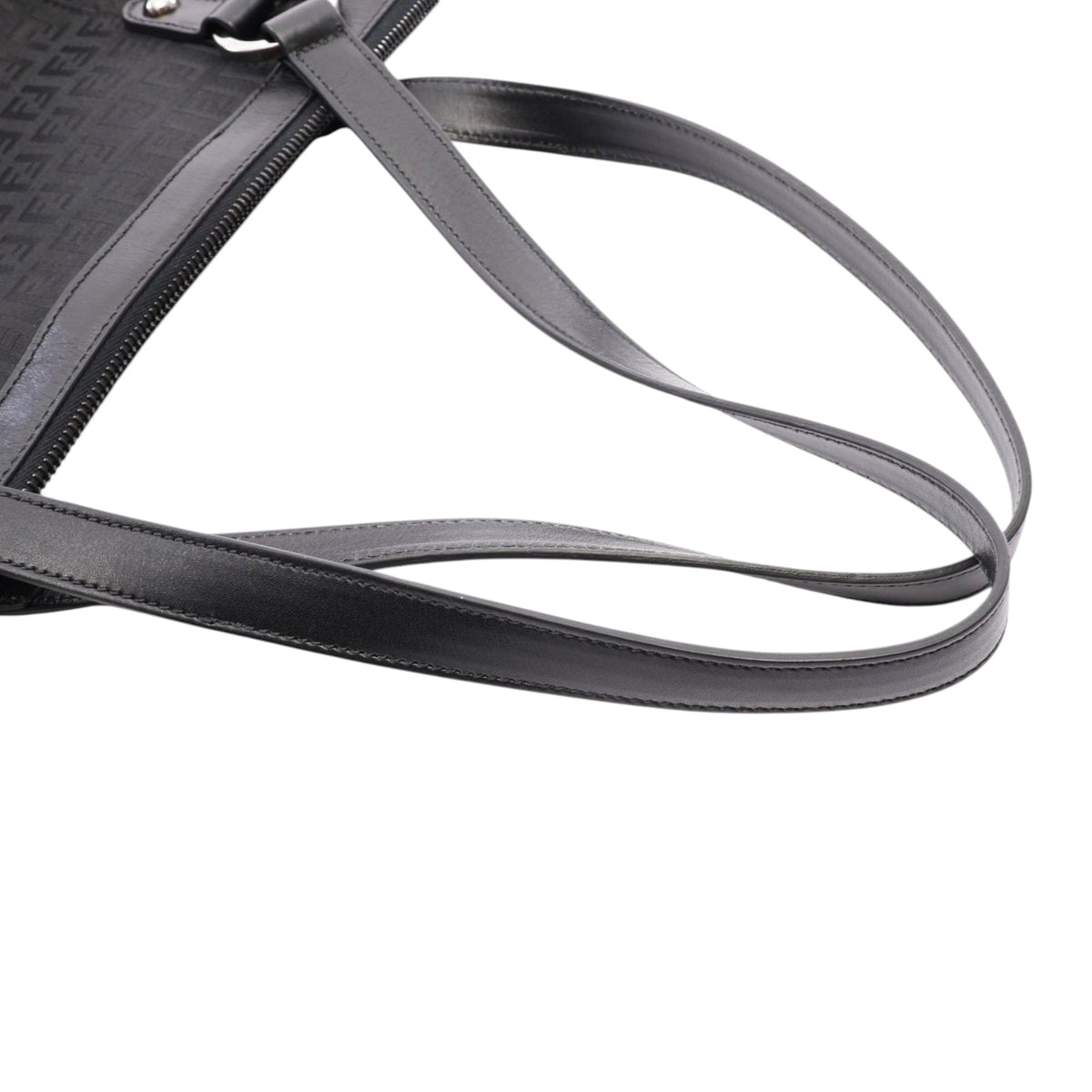 Fendi Zucchino Canvas Shoulder Bag — Black
