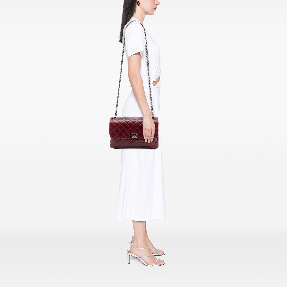 Chanel Quilted Aged Calfskin Logo Accordion Flap — Red