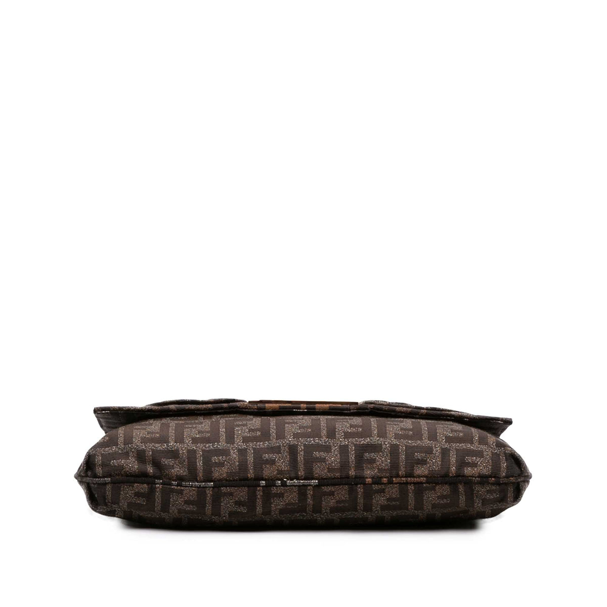 Fendi Large Zucca Canvas Glitter Mia Flap Shoulder Bag