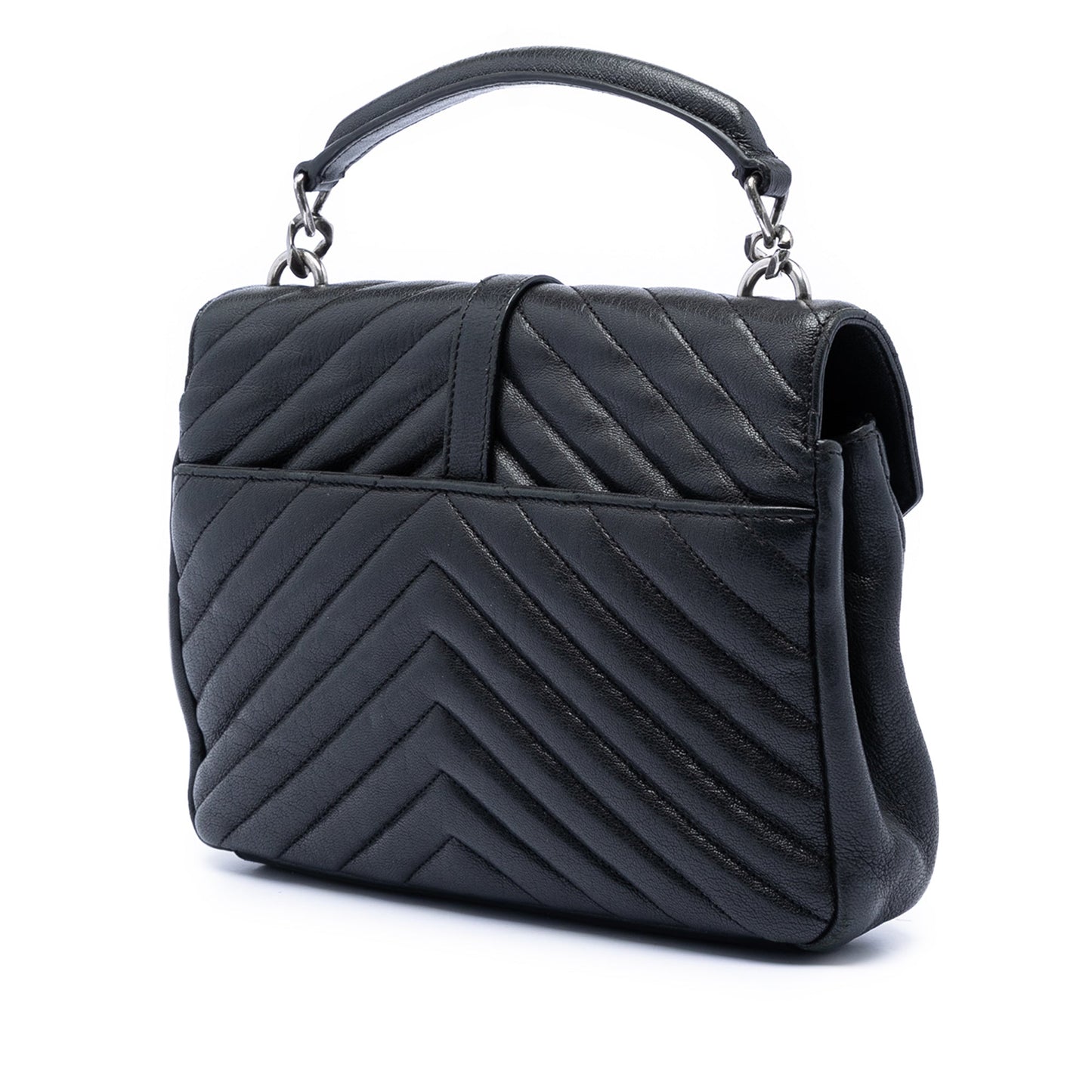 Saint Laurent Medium Chevron Sheepskin Monogram College Satchel